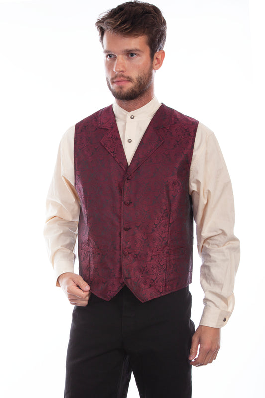 Scully RangeWear Men's Paisley Vest in Burgundy