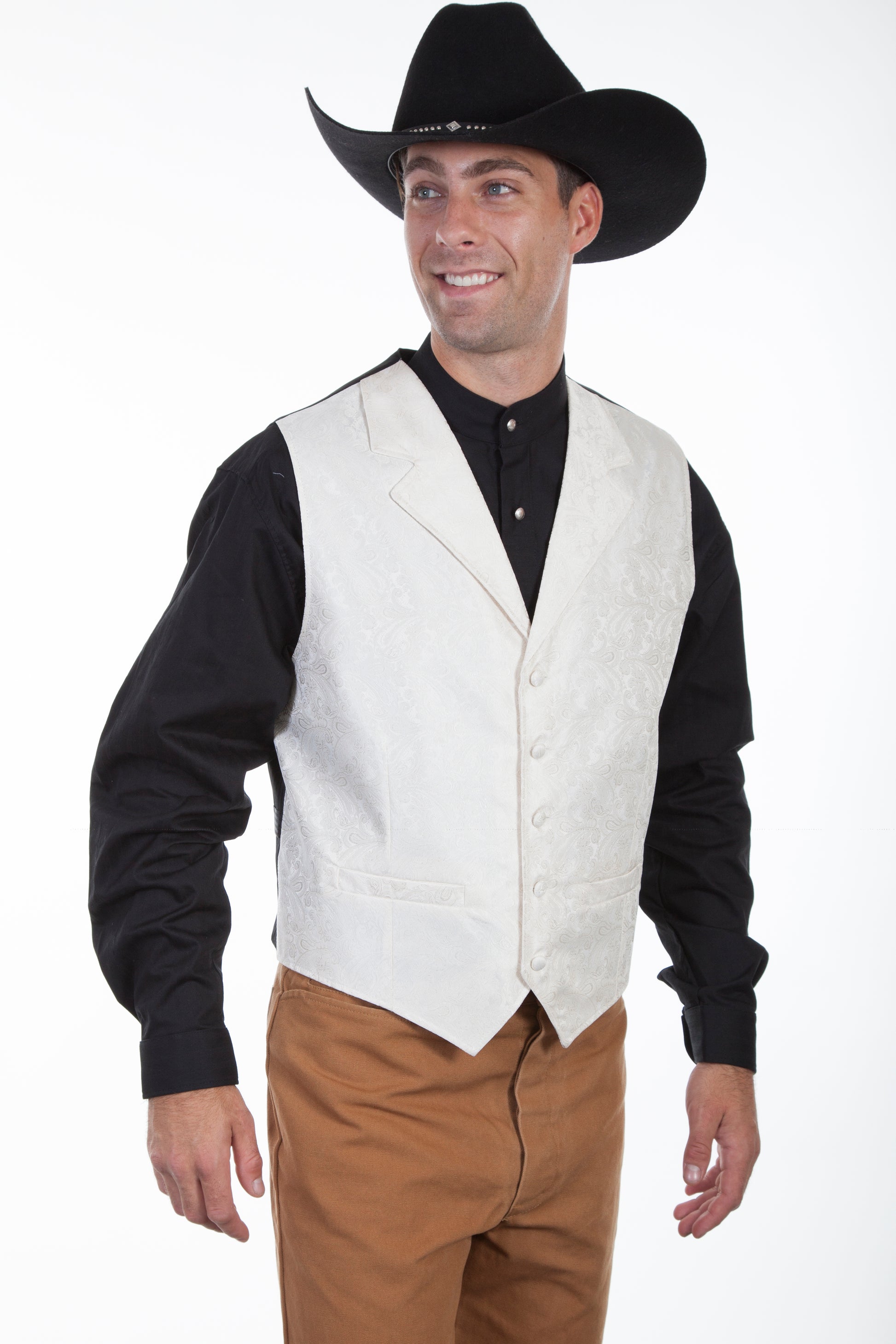 Scully RangeWear Men's Paisley Vest in Cream