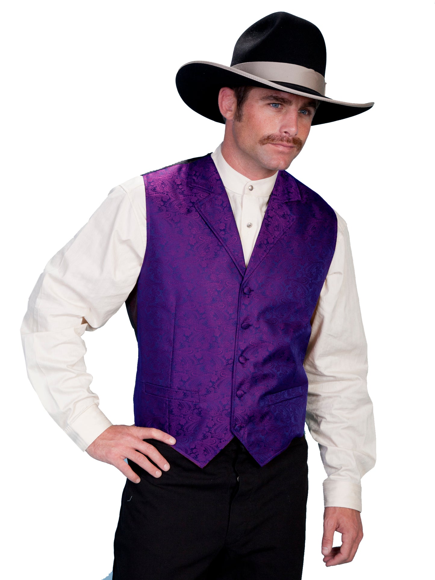 Scully RangeWear Men's Paisley Vest in Purple