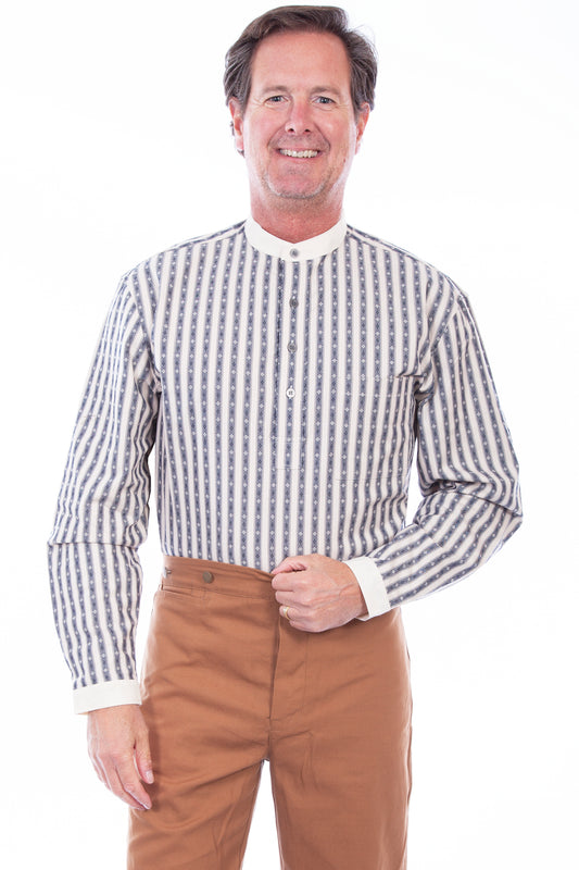 Scully Western Men's Diamond Stripe Shirt in Blue