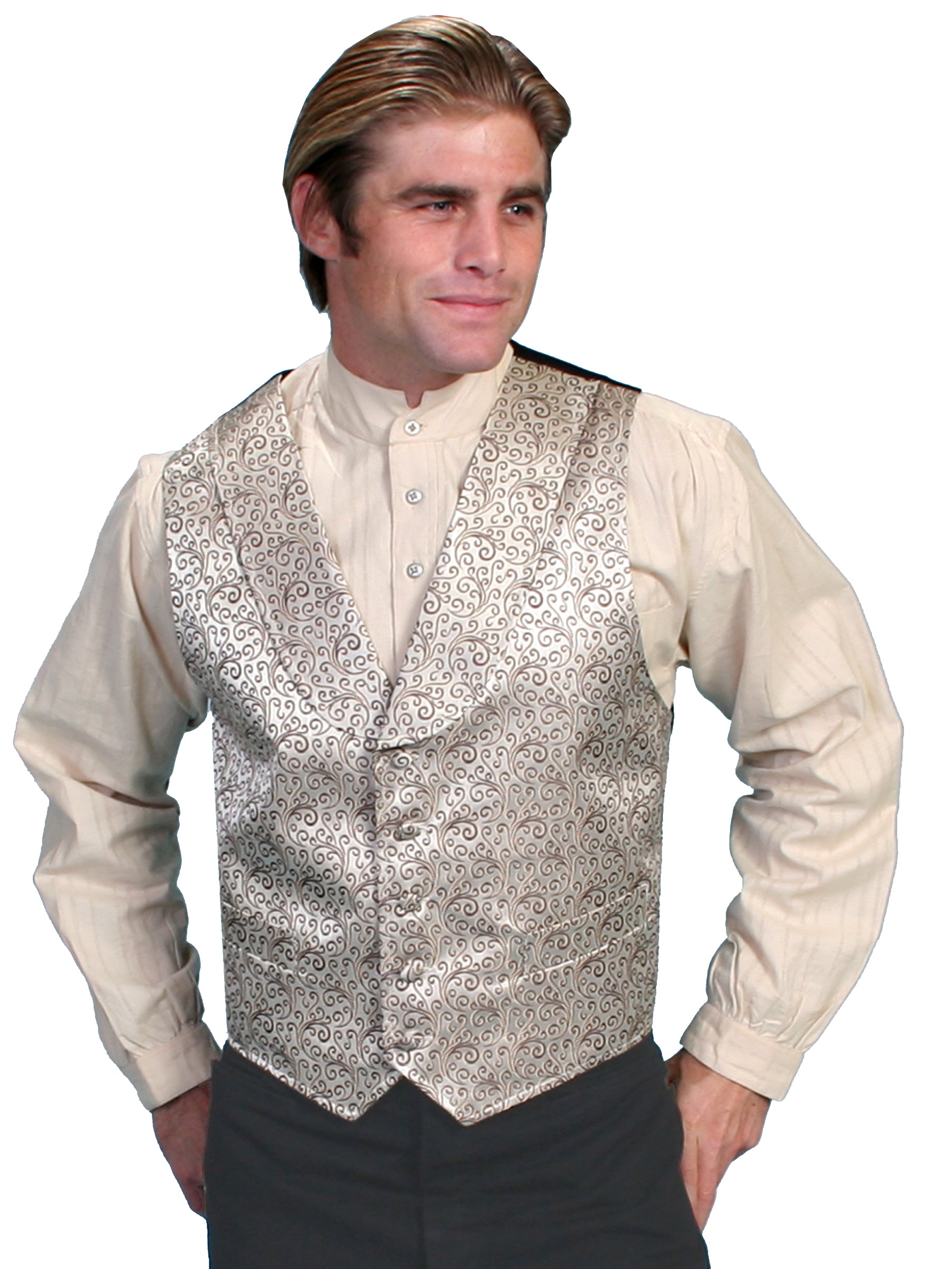 Scully RangeWear Men's Shawl Collar Scroll in Brown