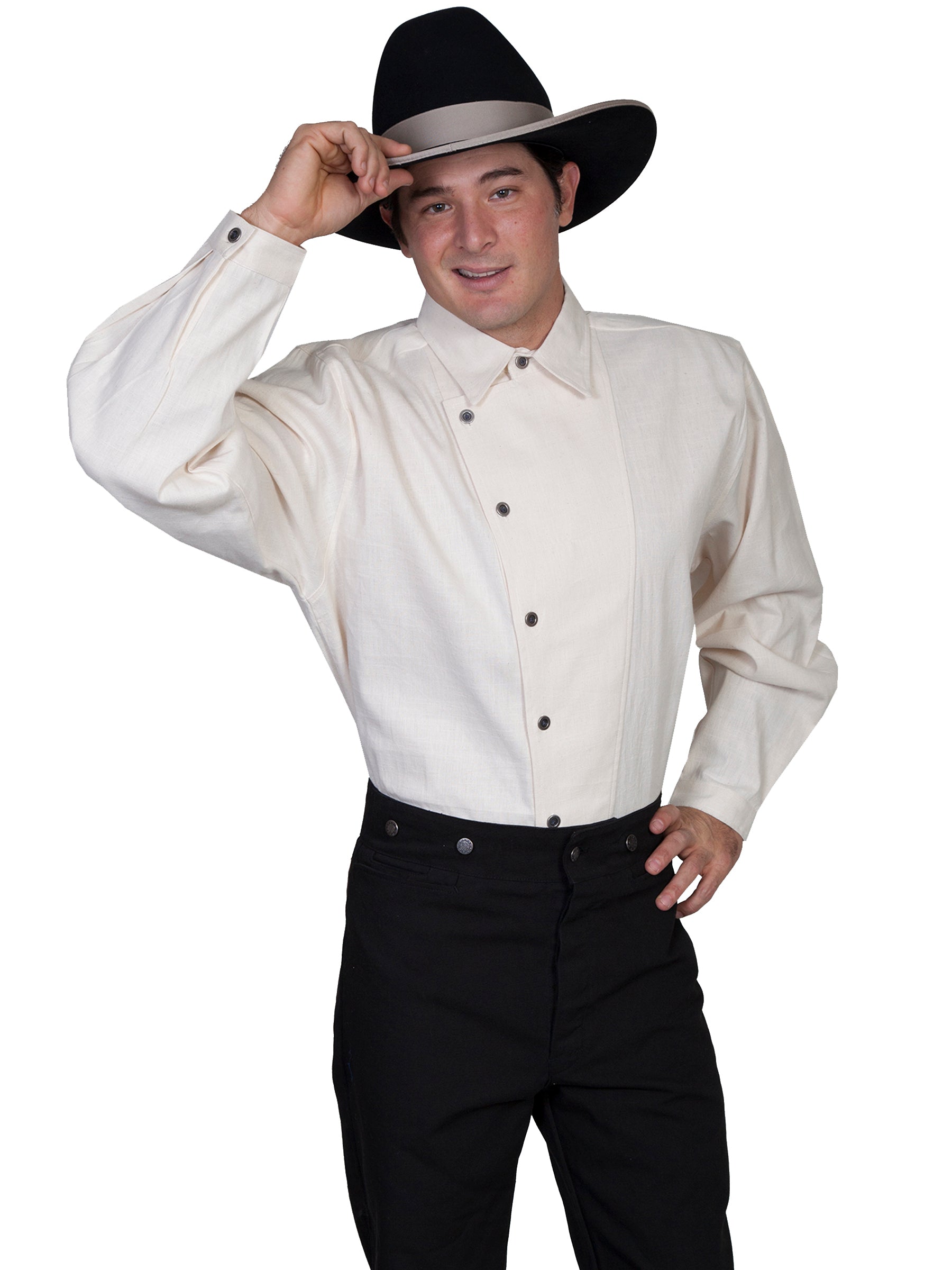 Scully RangeWear Men's Osnaburg Button Front Shirt in Natural