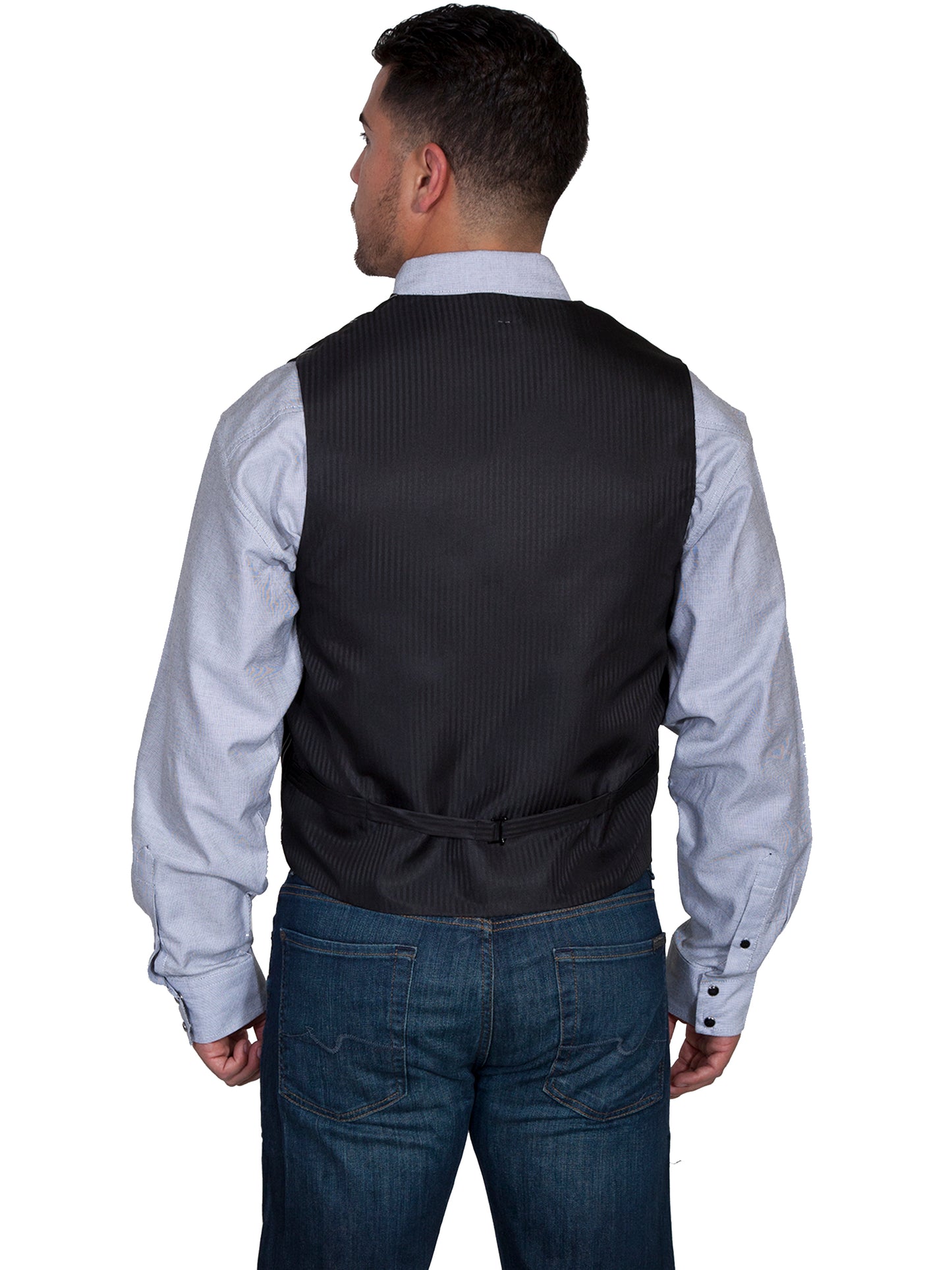 Scully RangeWear Men's No Lapel Blk/wht Pinstripe Vest in Black and White