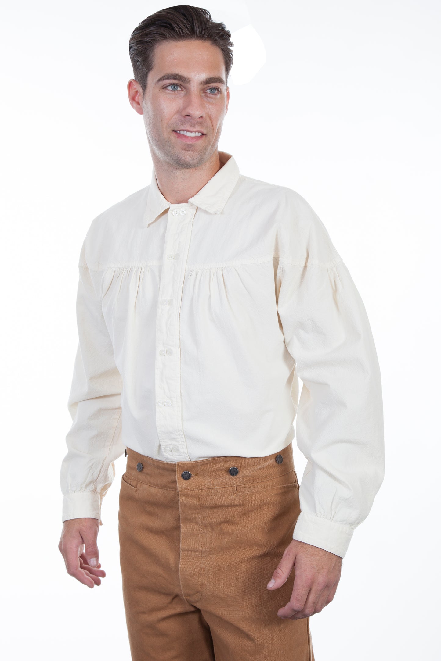 Scully RangeWear Men's Two Button Placket Shirt in Ivory
