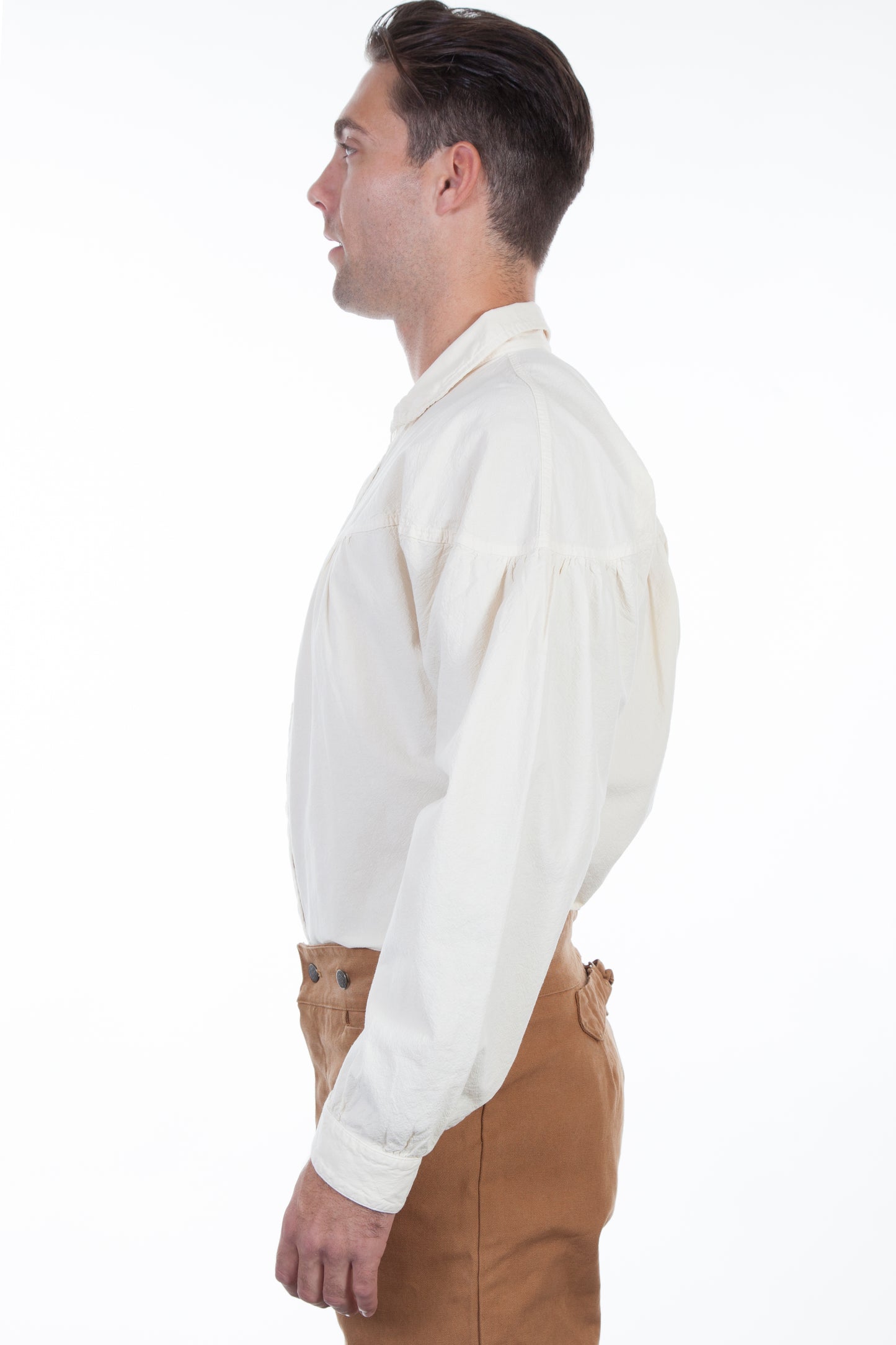 Scully RangeWear Men's Two Button Placket Shirt in Ivory