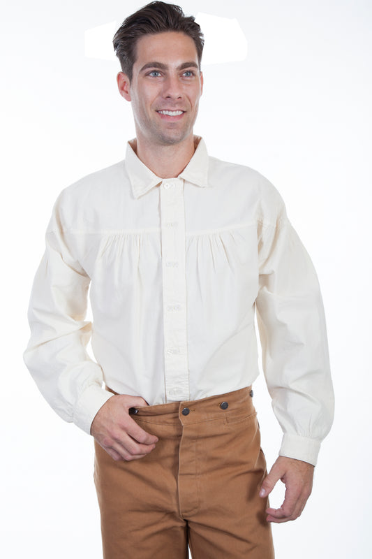 Scully RangeWear Men's Two Button Placket Shirt in Ivory