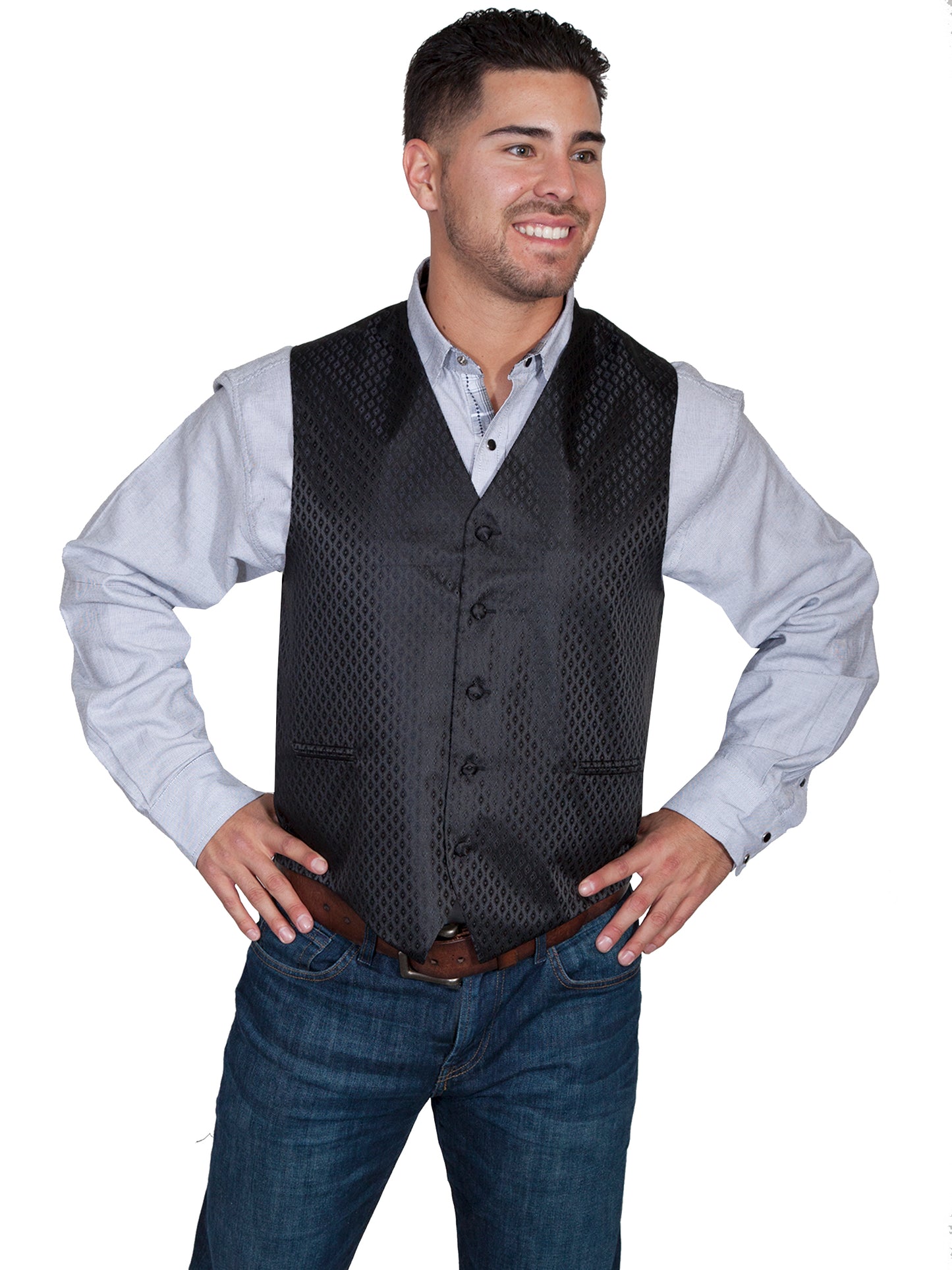 Scully RangeWear Men's No Lapel Diamond Dot Vest in Black