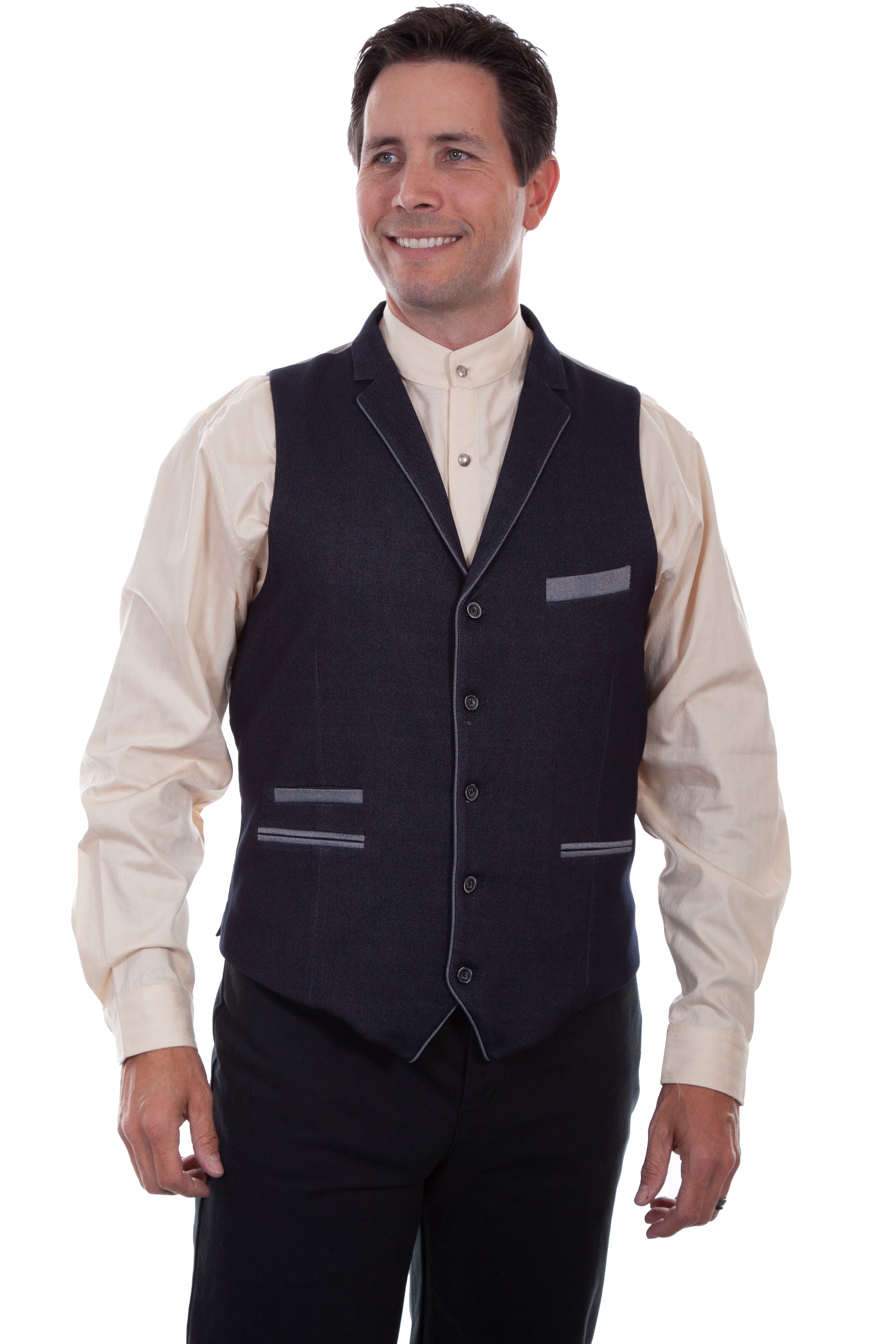 Scully RangeWear Men's Solid 4 Pocket Point Bottom Vest in Blue