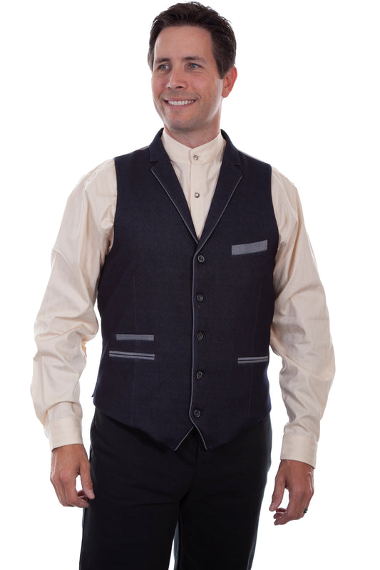 Scully RangeWear Men's Solid 4 Pocket Point Bottom Vest in Blue