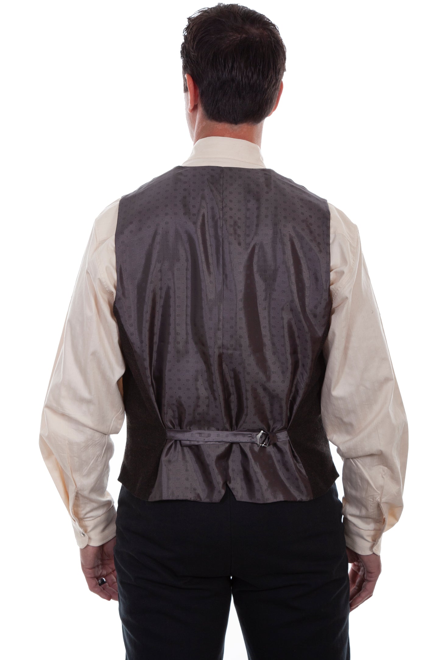 Scully RangeWear Men's Tweed No Lapel Point Bottom Vest in Brown