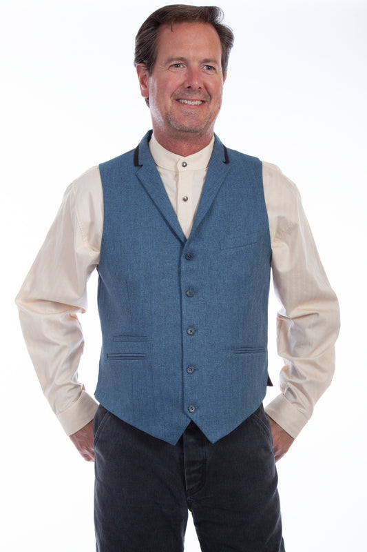 Scully RangeWear Men's Herringbone Point Bottom Vest in Blue