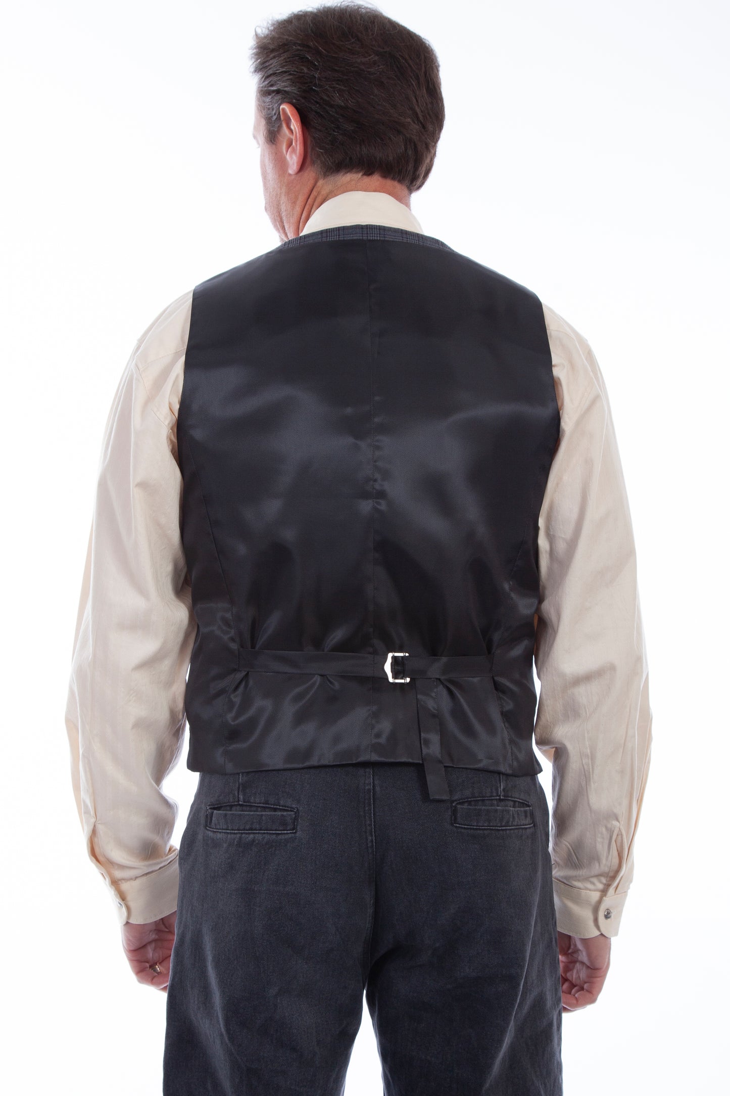 Scully RangeWear Men's Plaid Point Bottom Vest in Charcoal