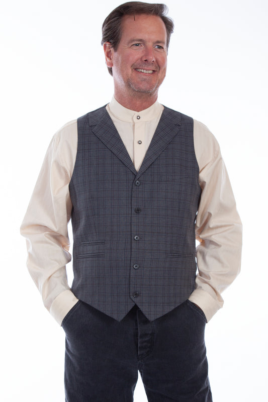 Scully RangeWear Men's Plaid Point Bottom Vest in Charcoal