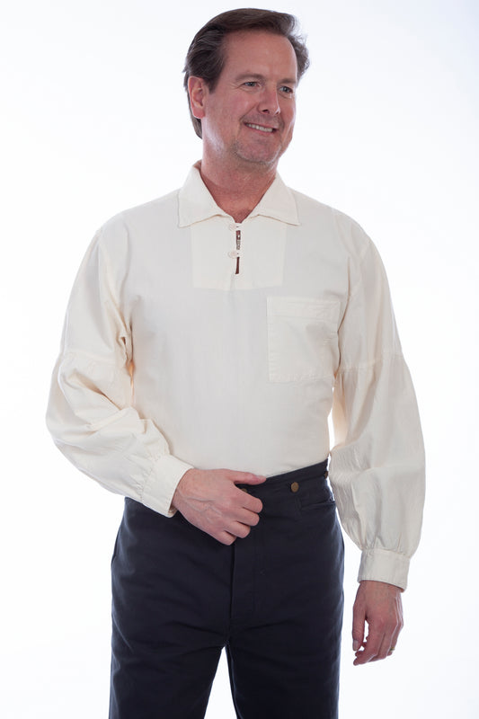 Scully Western Men's Drop Shoulder Point Collar Pull Over in Natural