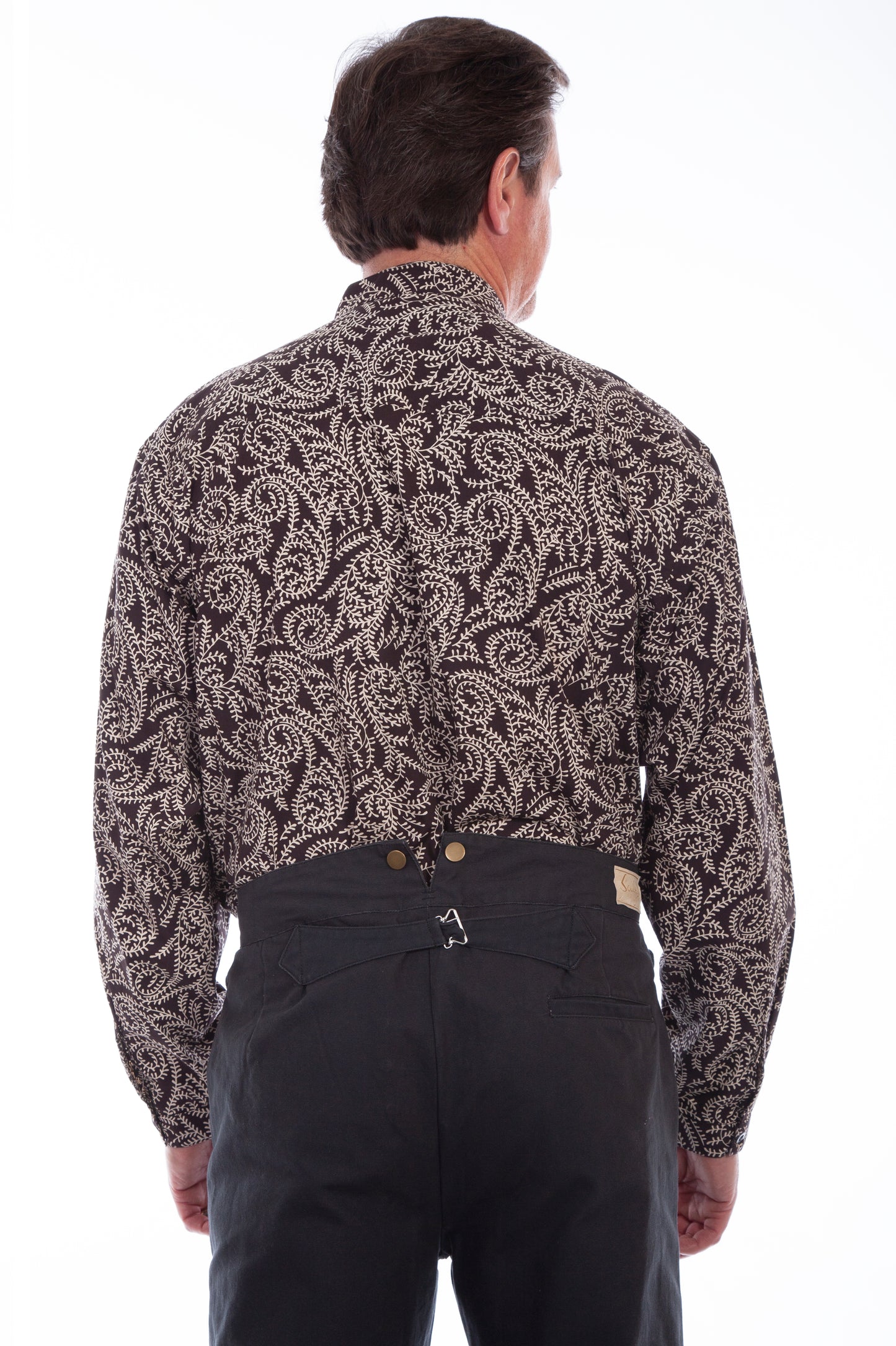 Scully Men's Paisley Button Front Shirt in Brown