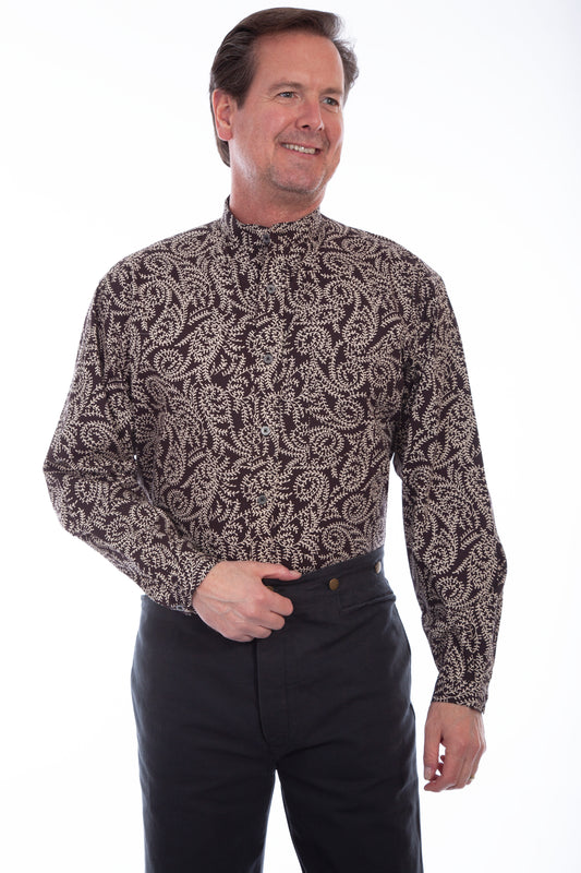 Scully Men's Paisley Button Front Shirt in Brown