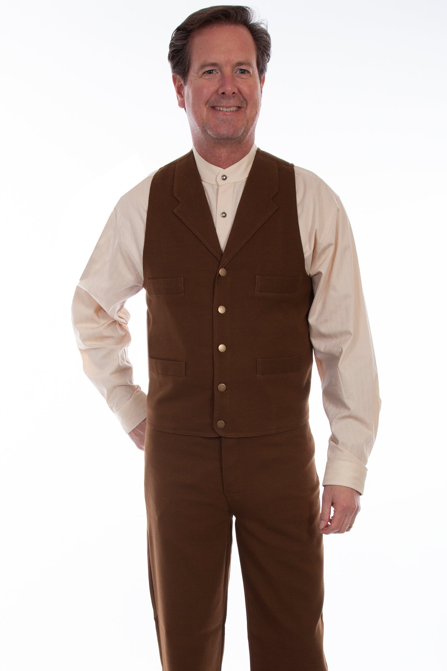 Scully RangeWear Men's Stretch Canvas Weave Vest in Brown