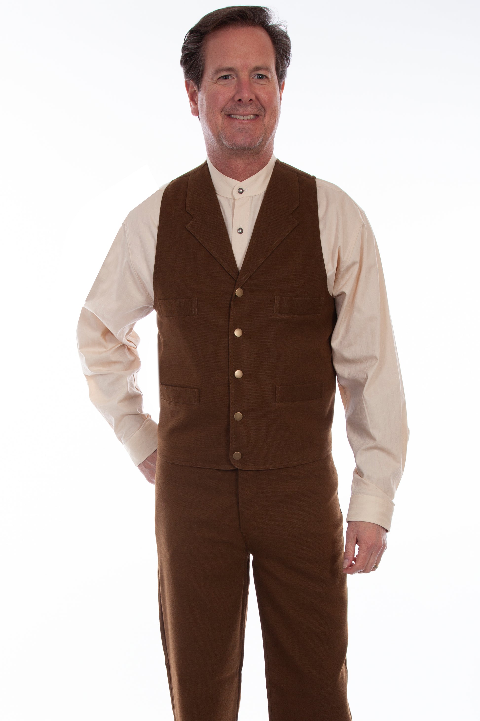 Scully RangeWear Men's Stretch Canvas Weave Vest in Brown