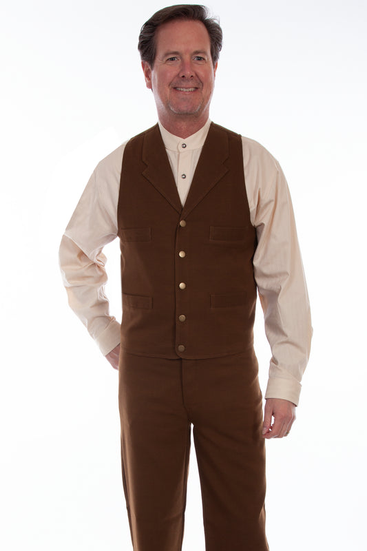 Scully RangeWear Men's Stretch Canvas Weave Vest in Brown