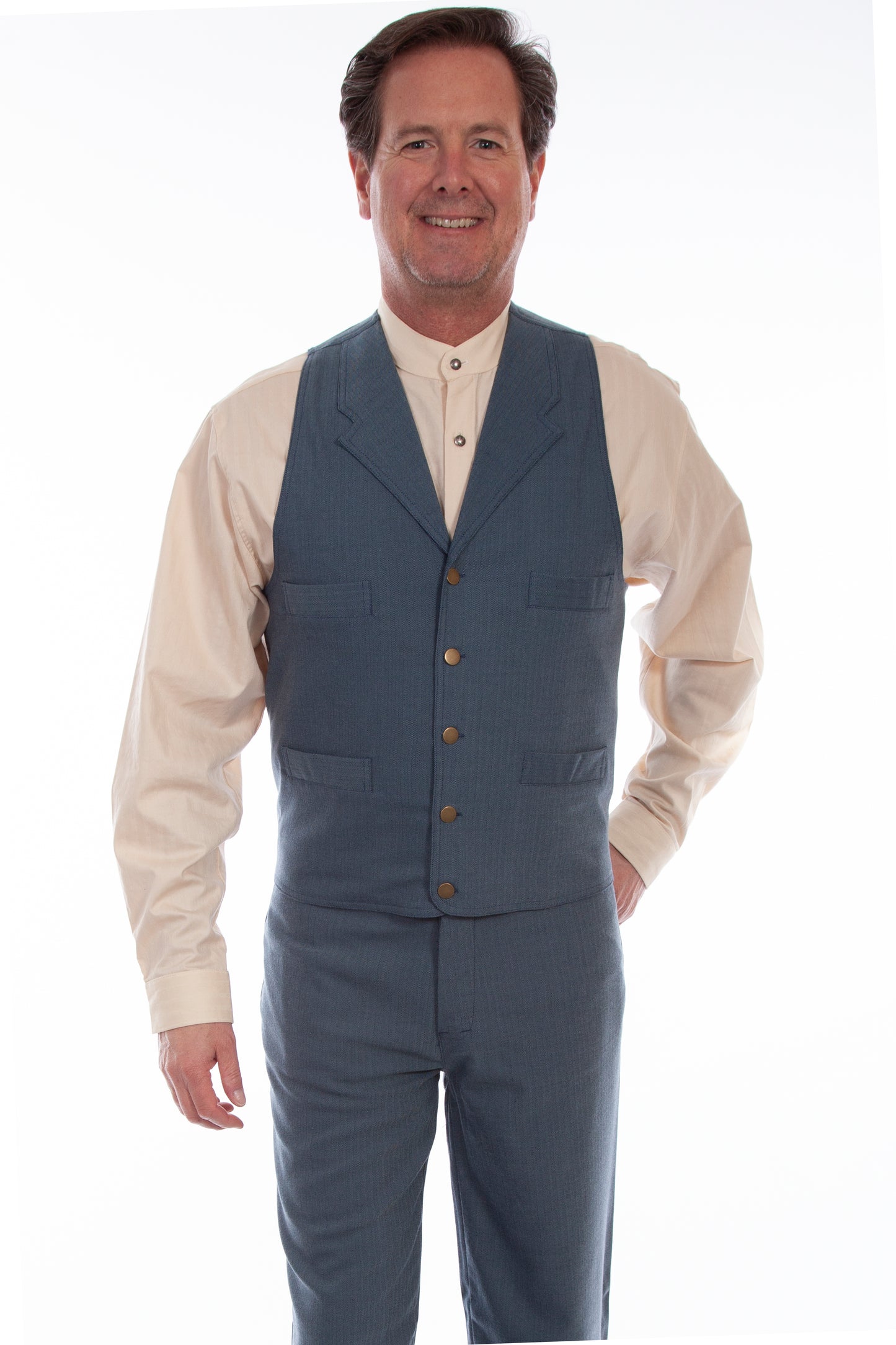 Scully RangeWear Men's Herringbone Vest in Blue