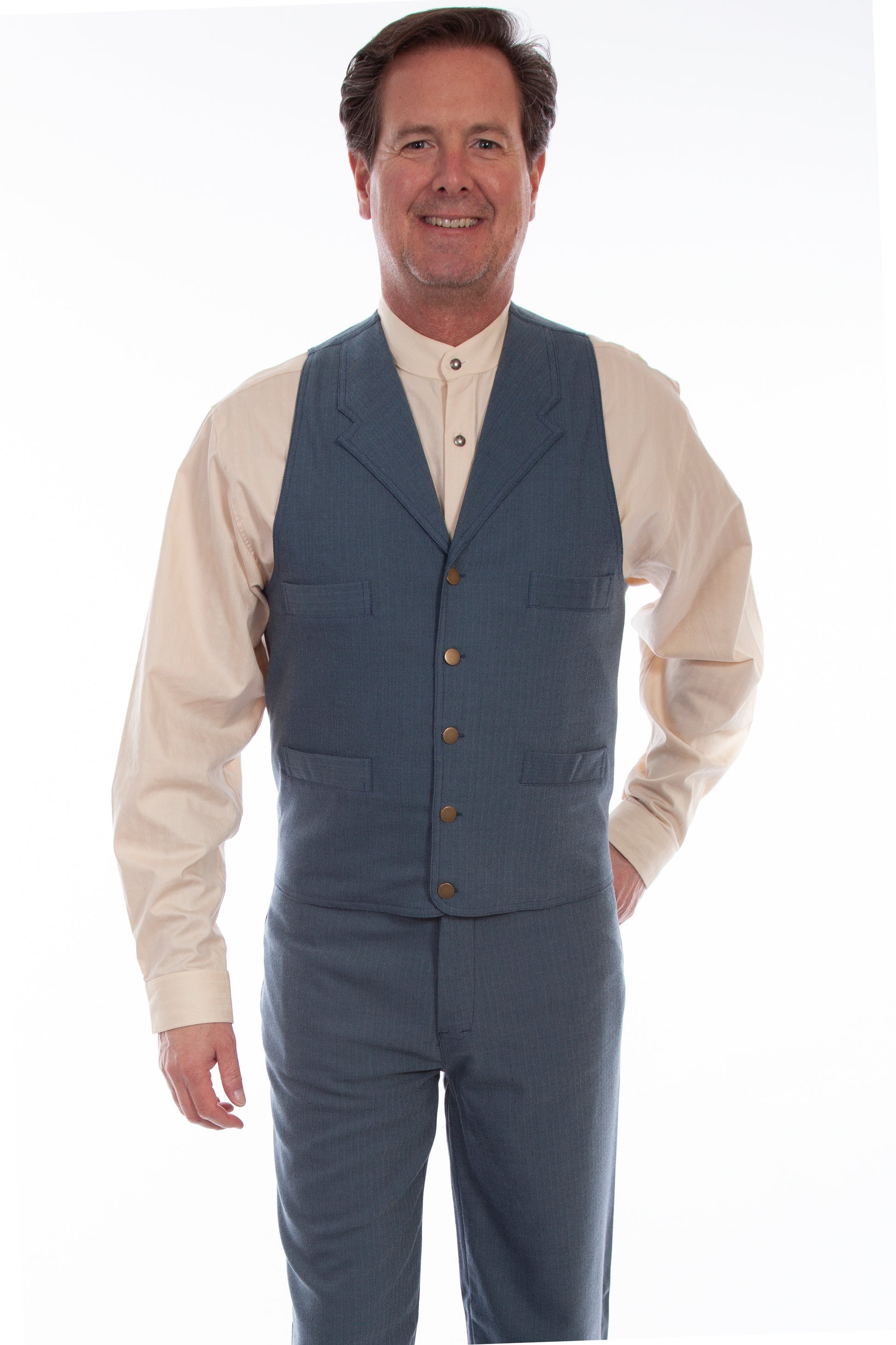 Scully RangeWear Men's Herringbone Vest in Blue