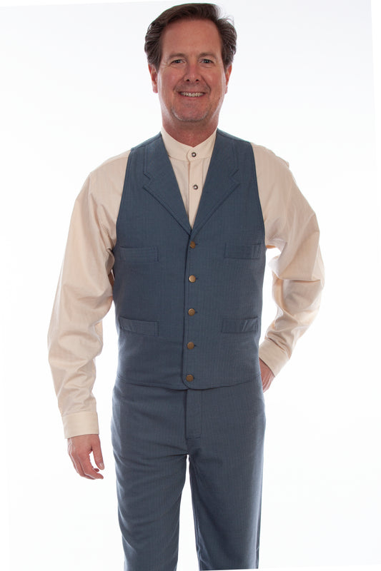 Scully RangeWear Men's Herringbone Vest in Blue