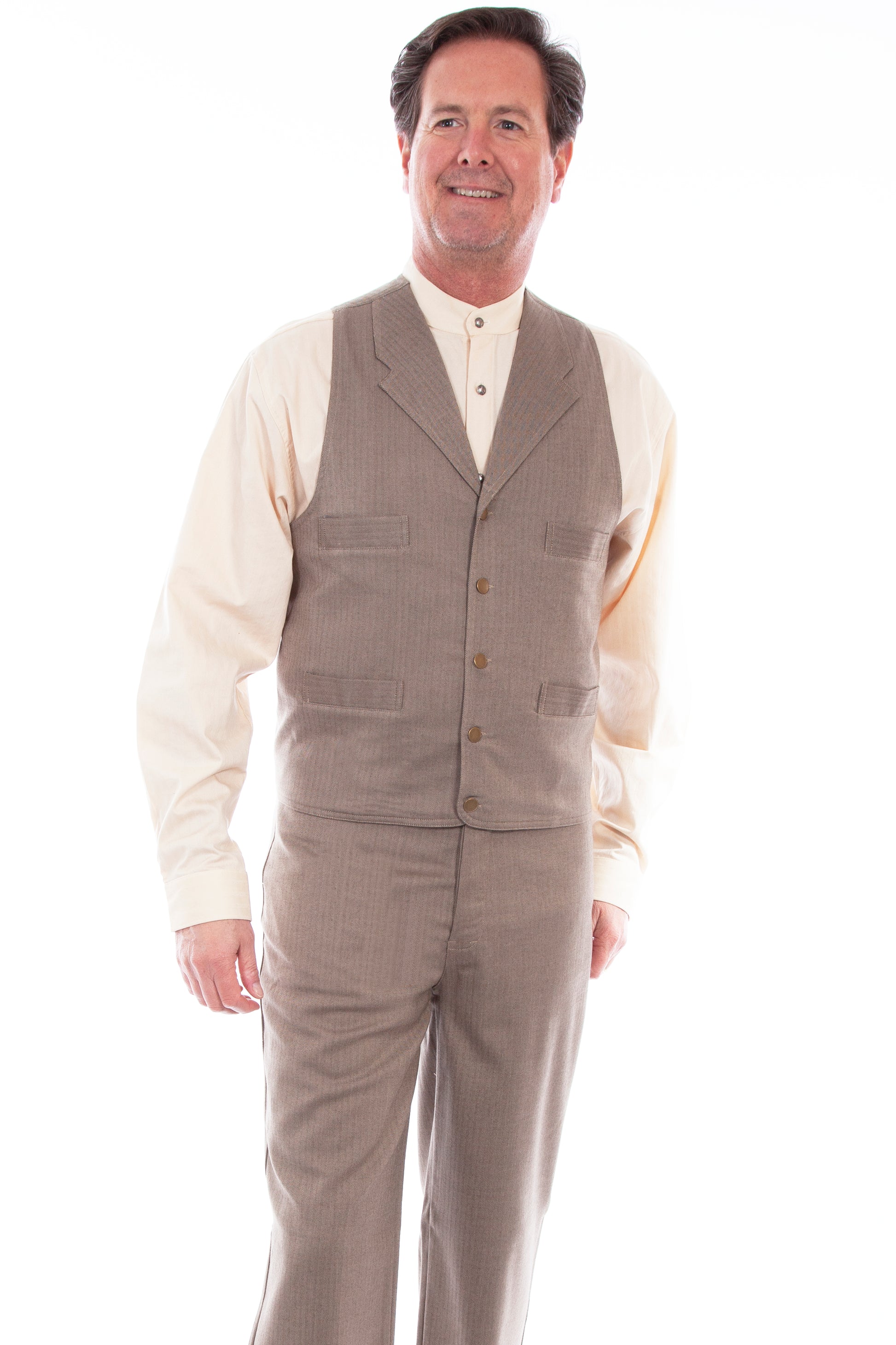 Scully Men's Herringbone Vest in Brown