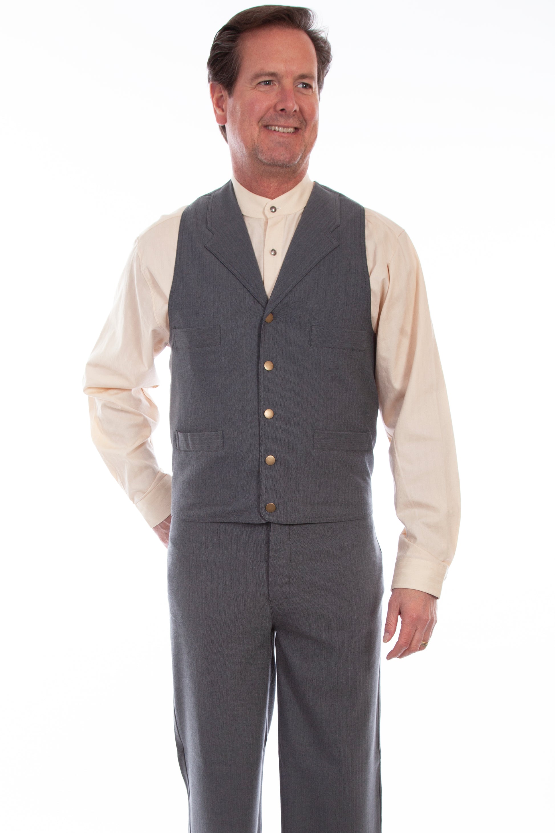 Scully RangeWear Men's Herringbone Vest in Charcoal