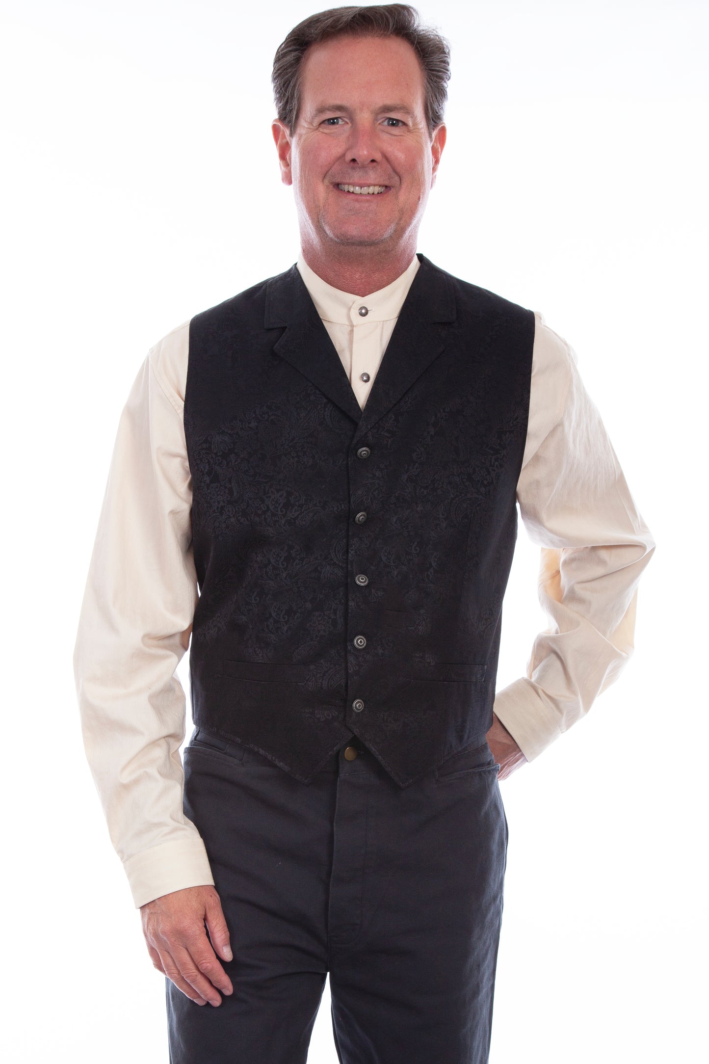 Scully RangeWear Men's Silk Single Breasted Vest in Black