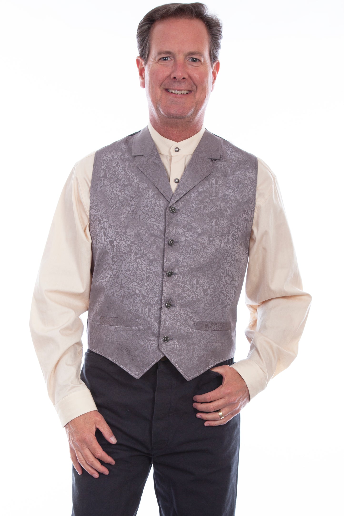 Scully RangeWear Men's Silk Single Breasted Vest in Grey