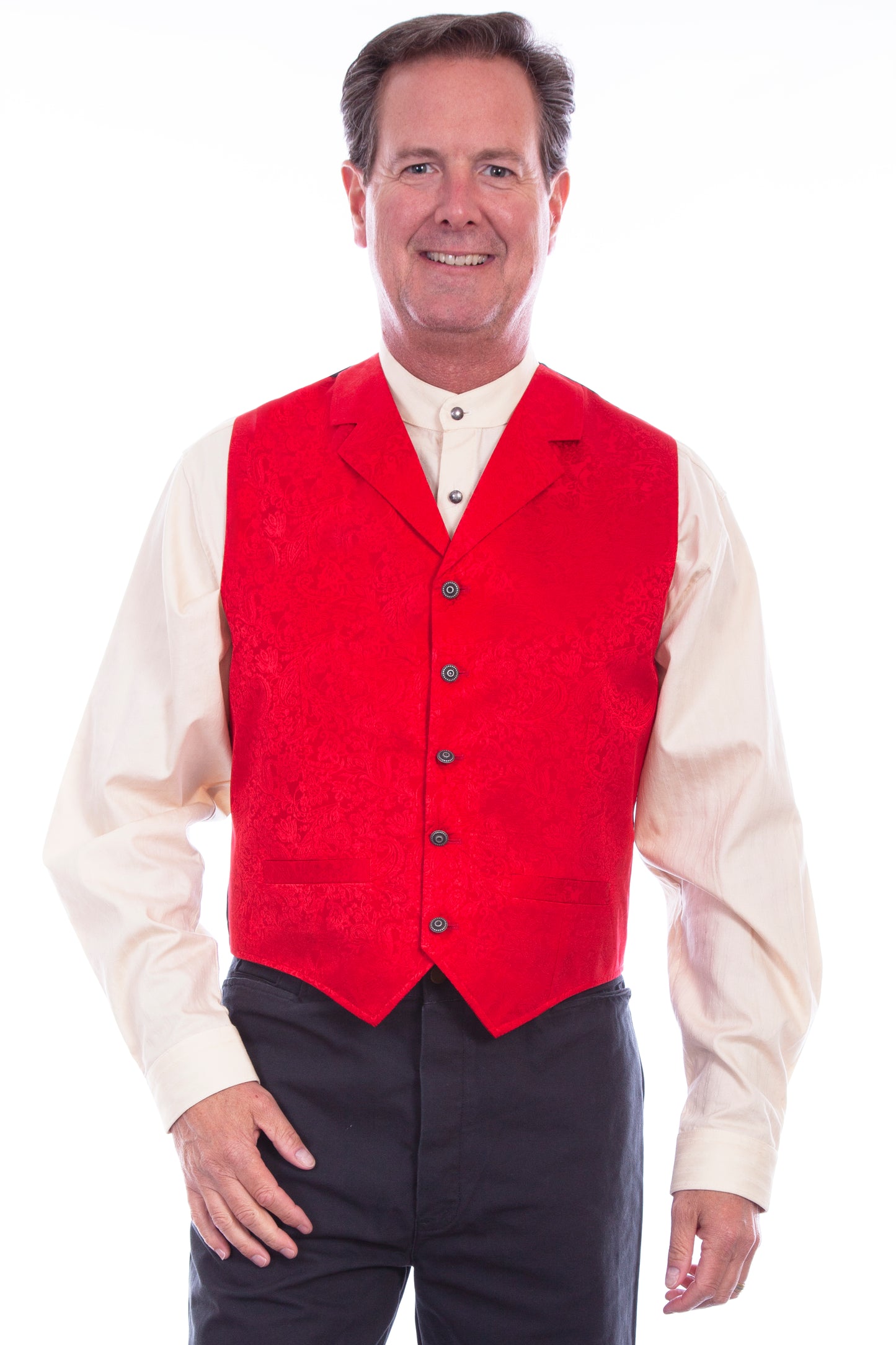 Scully RangeWear Men's Silk Single Breasted Vest in Red