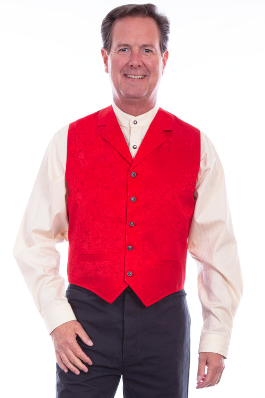 Scully RangeWear Men's Silk Single Breasted Vest in Red