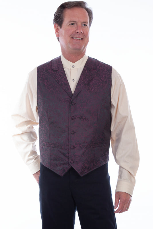 Scully RangeWear Men's Jacquard Vest in Burgundy
