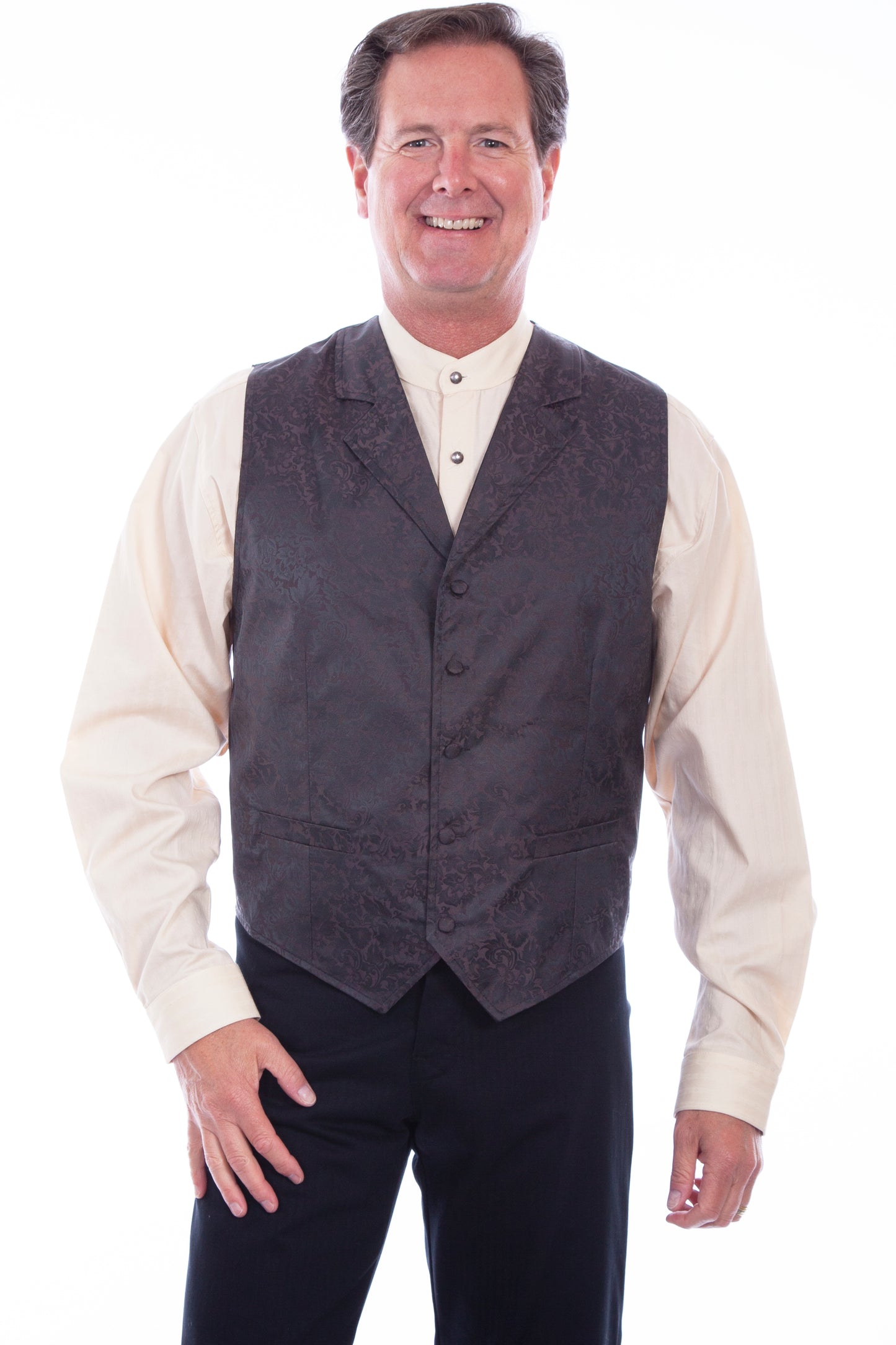 Scully RangeWear Men's Jacquard Vest in Chocolate