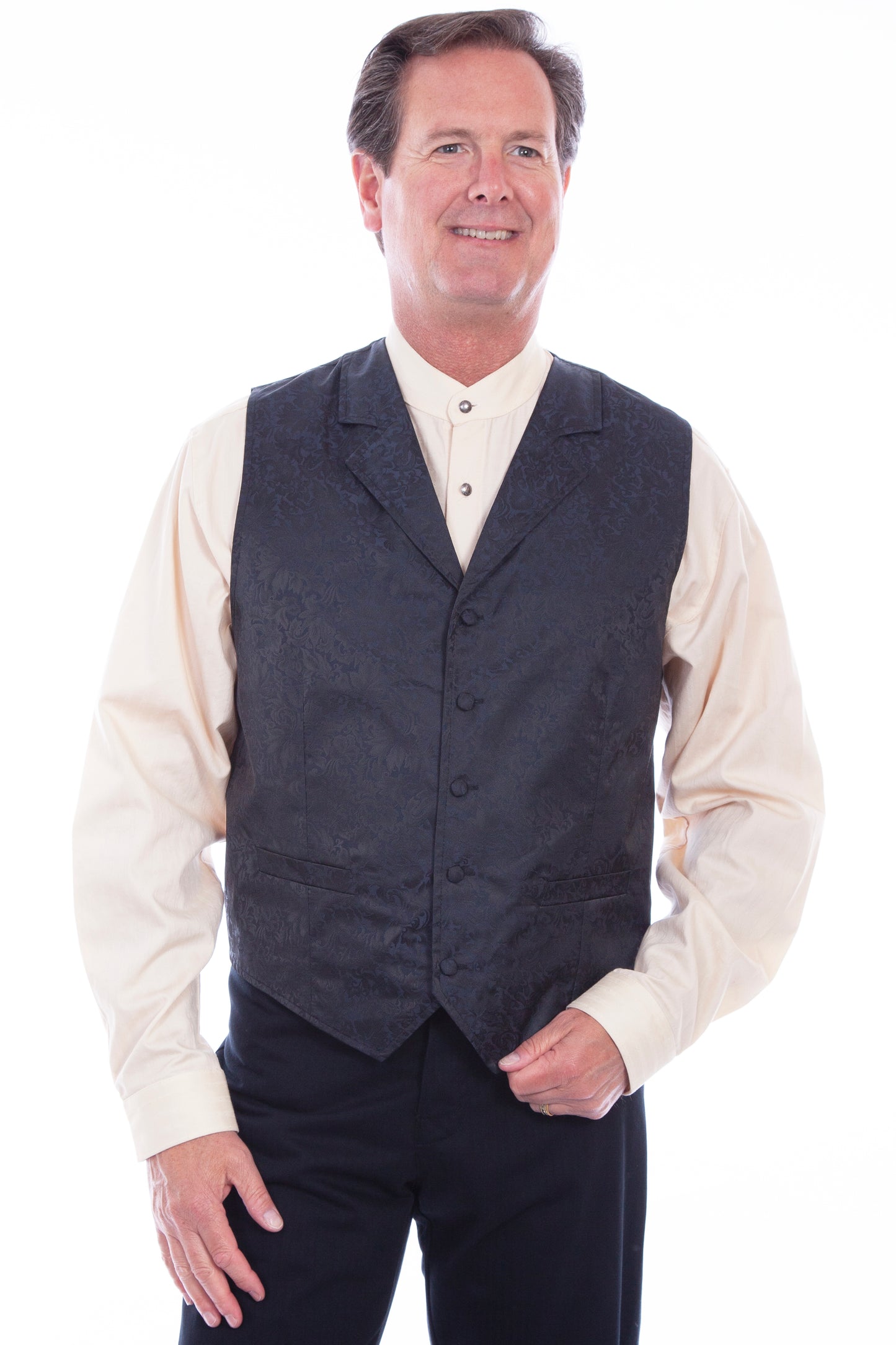 Scully RangeWear Men's Jacquard Vest in Navy