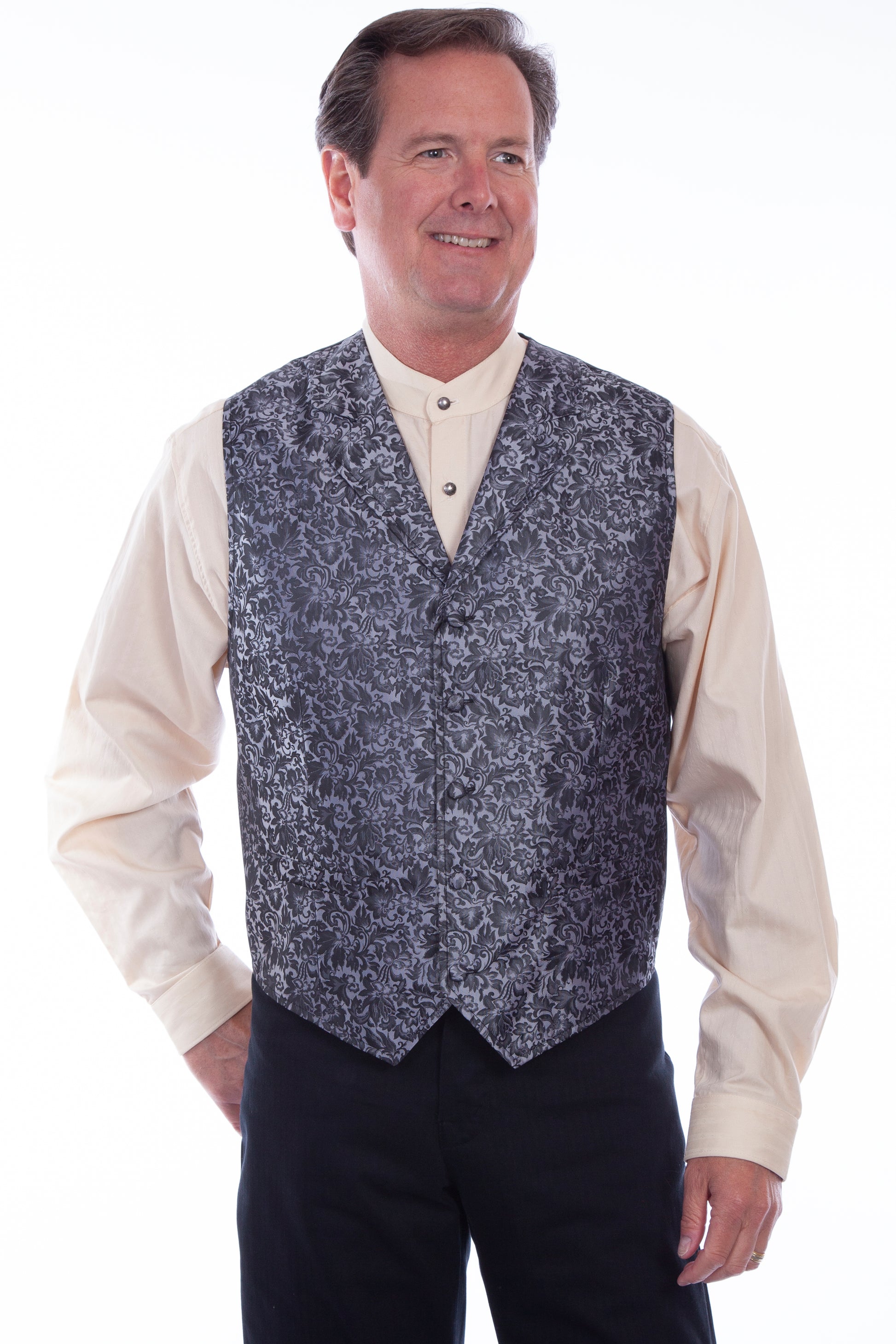 Scully RangeWear Men's Jacquard Vest in Pewter