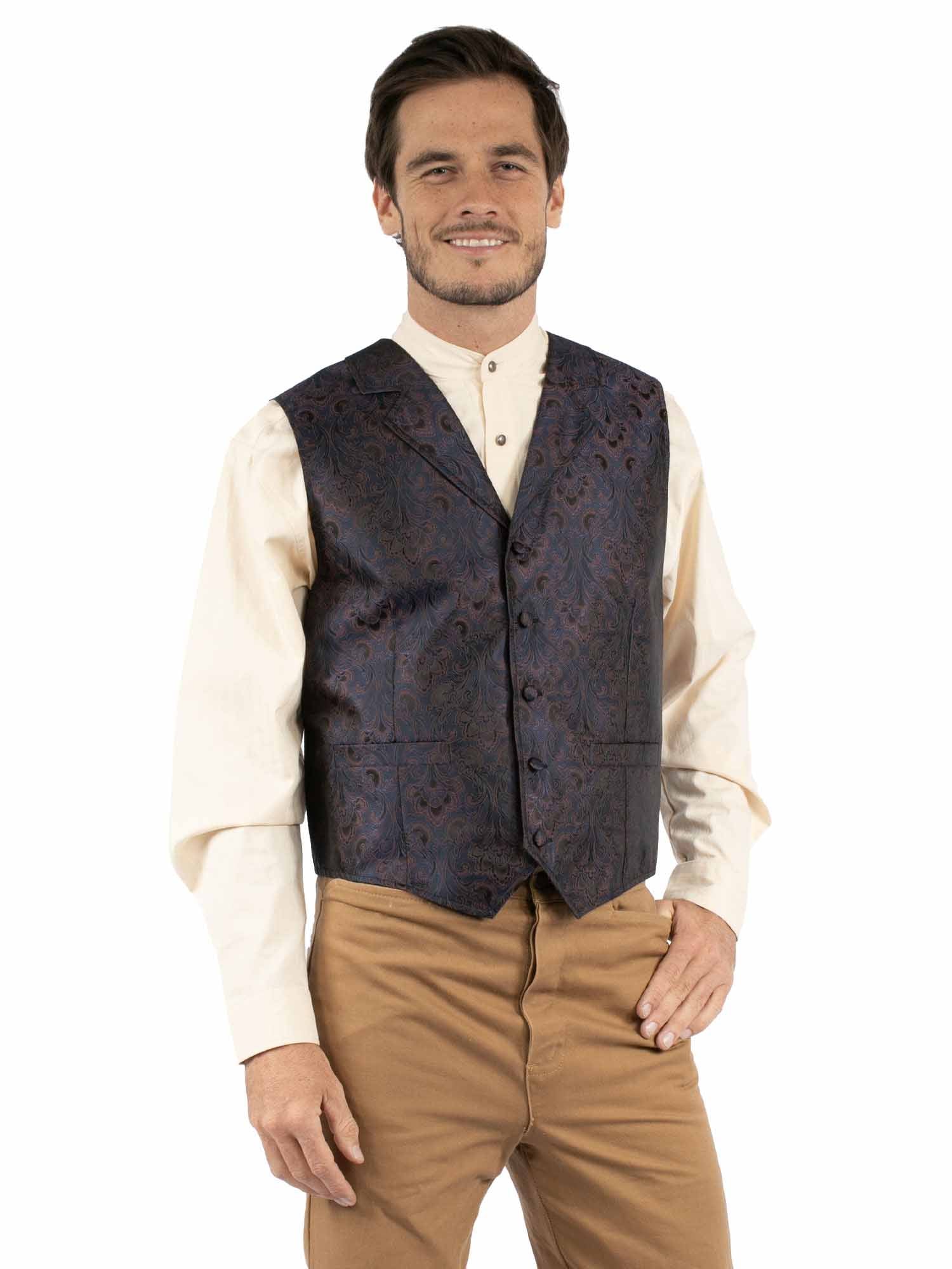 Scully RangeWear Men's Old West Vest in Blue