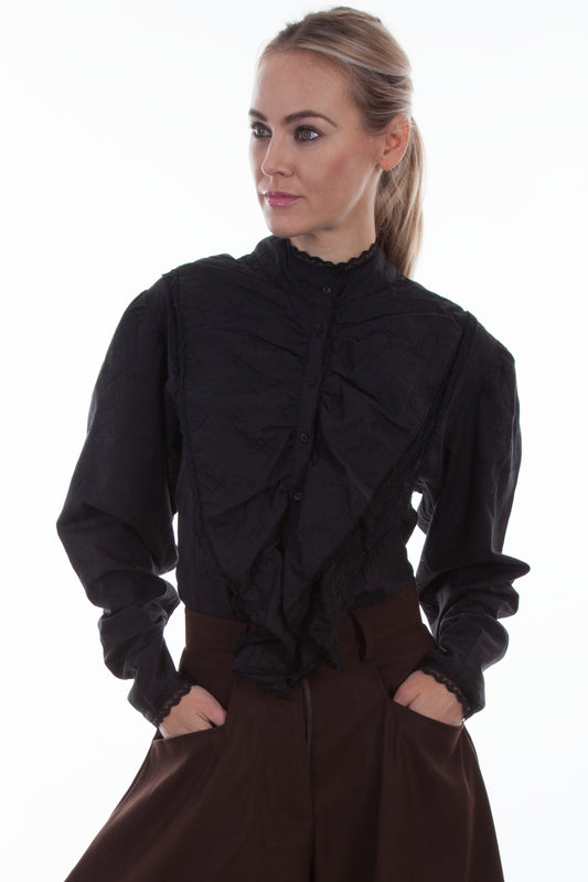 Scully Women's Embroidered Floral Blouse in Black