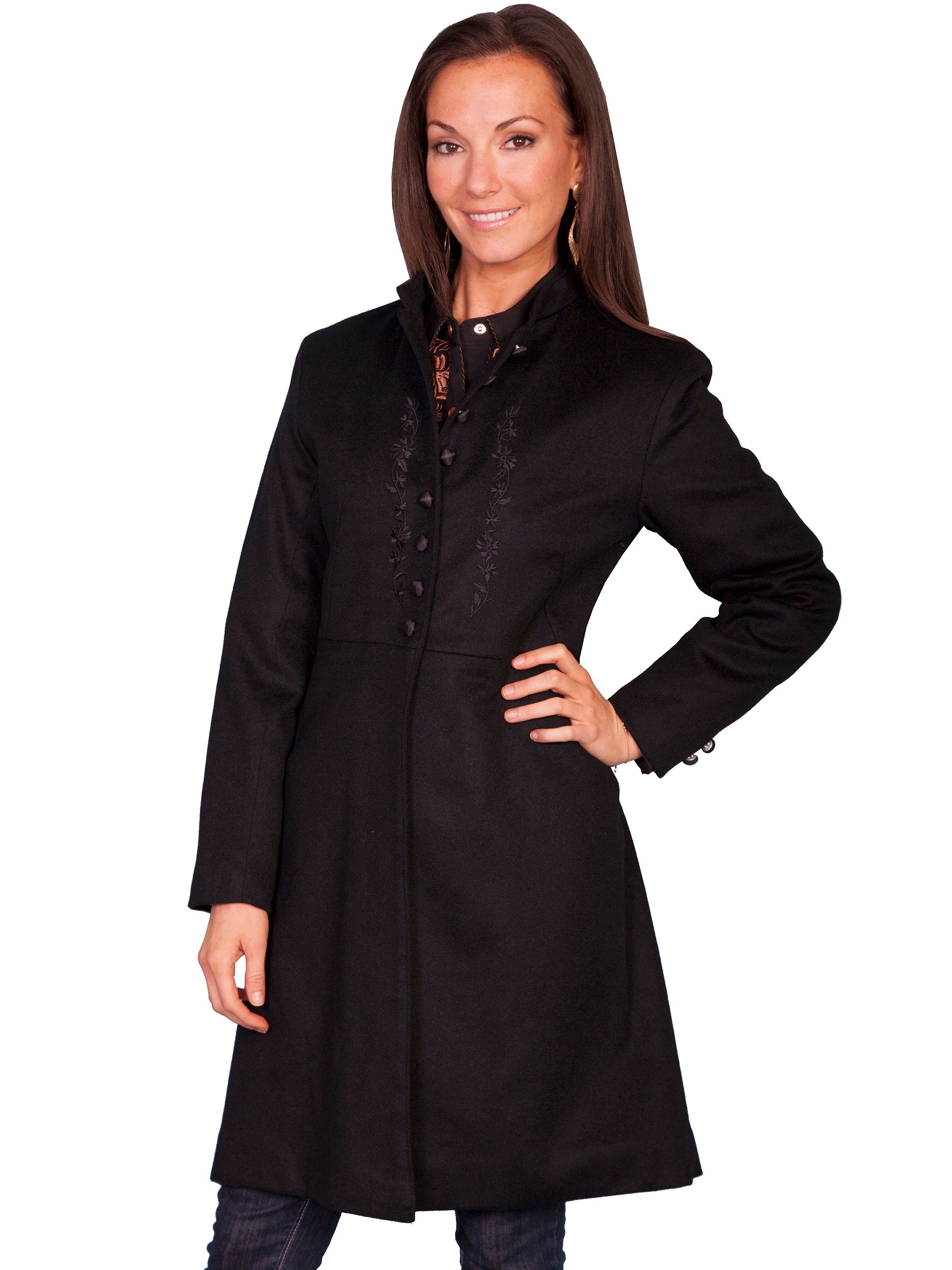 Scully RangeWear Women's Western Ladies Embroidered Frock Coat in Black