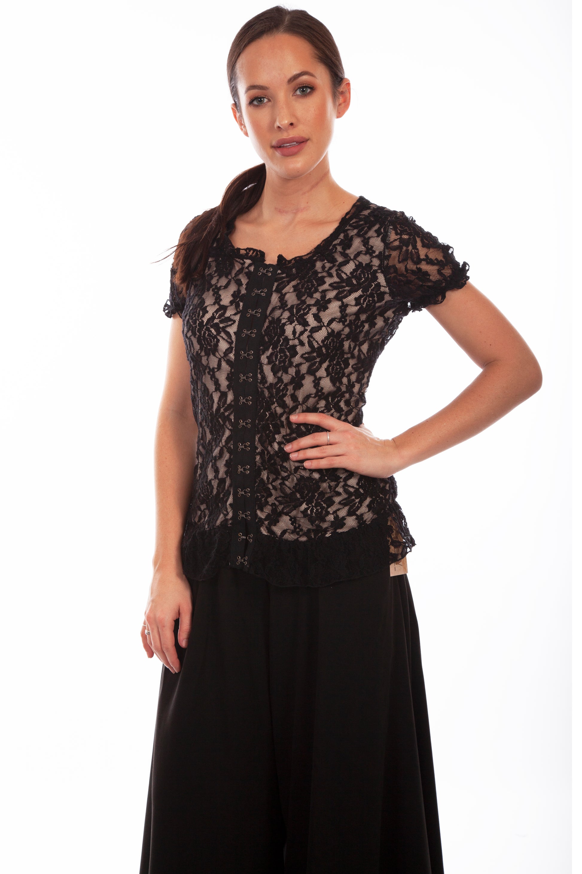 Scully Western Women's Lace Corset in Black