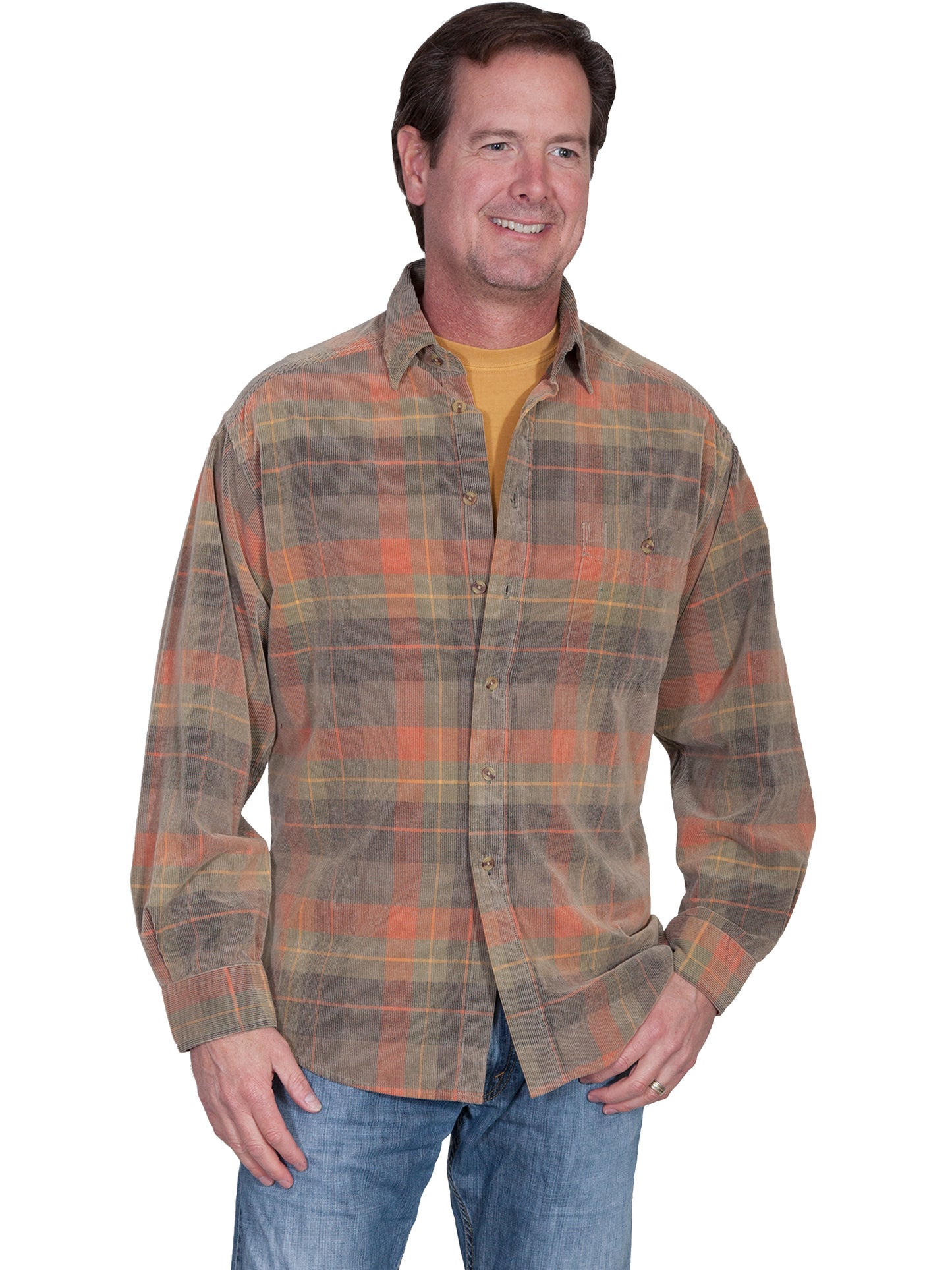 Scully Men's Corduroy Plaid Shirt in Autumn