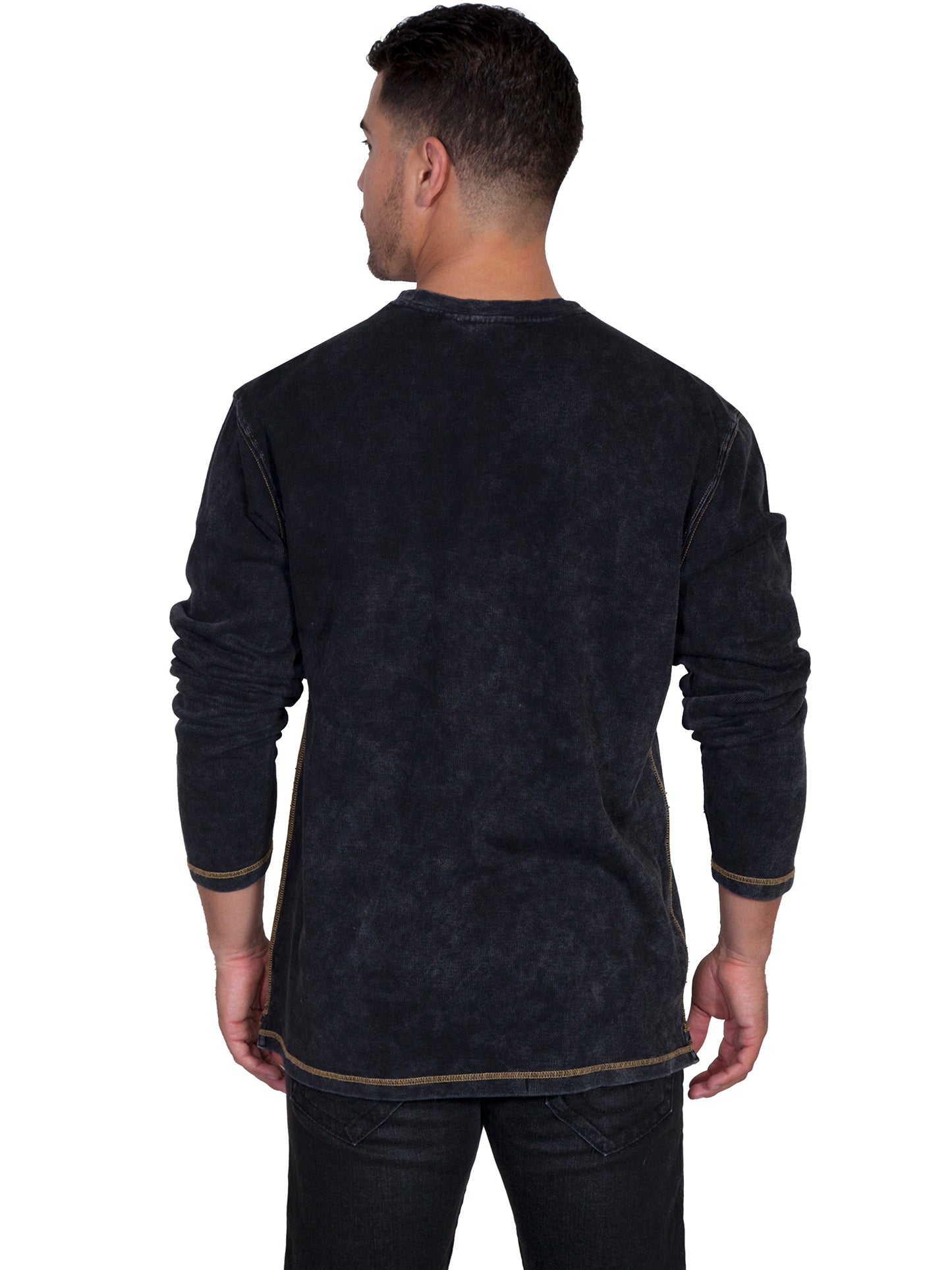 Scully Men's Long Sleeve Rib Knit Shirt in Charcoal