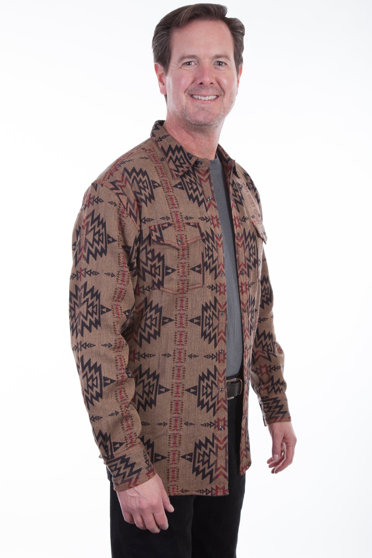 Scully Western Men's Aztec Weave Shirt Jacket in Tan