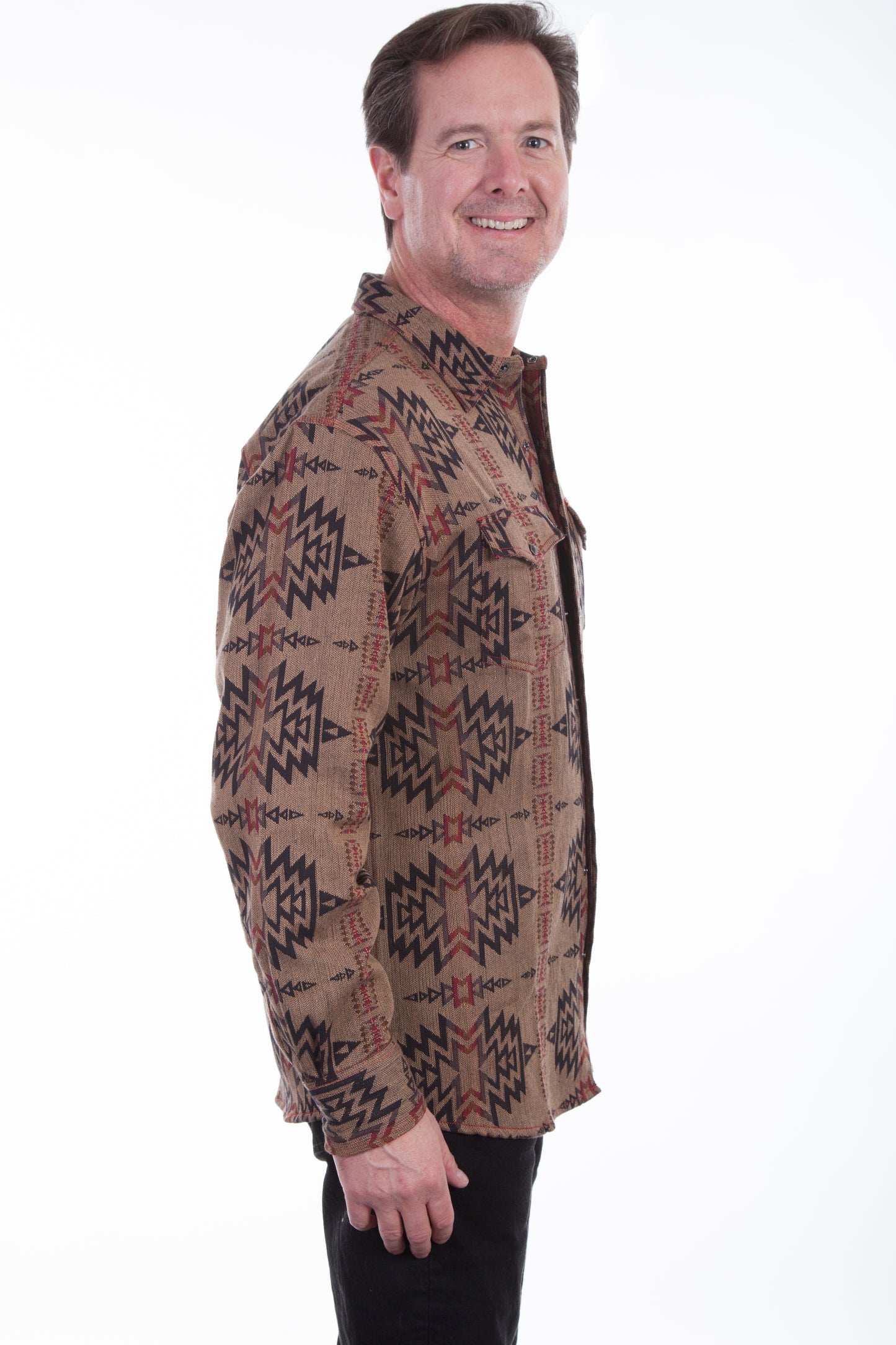 Scully Western Men's Aztec Weave Shirt Jacket in Tan