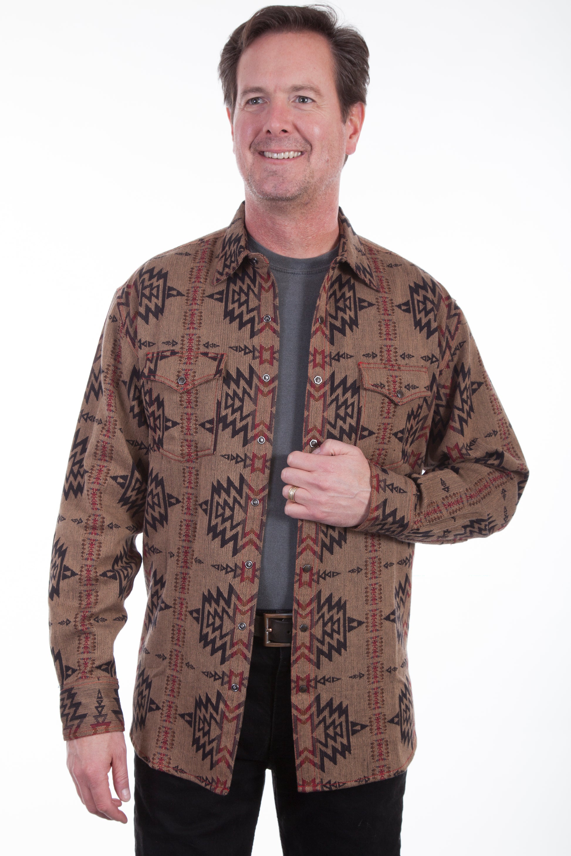 Scully Western Men's Aztec Weave Shirt Jacket in Tan