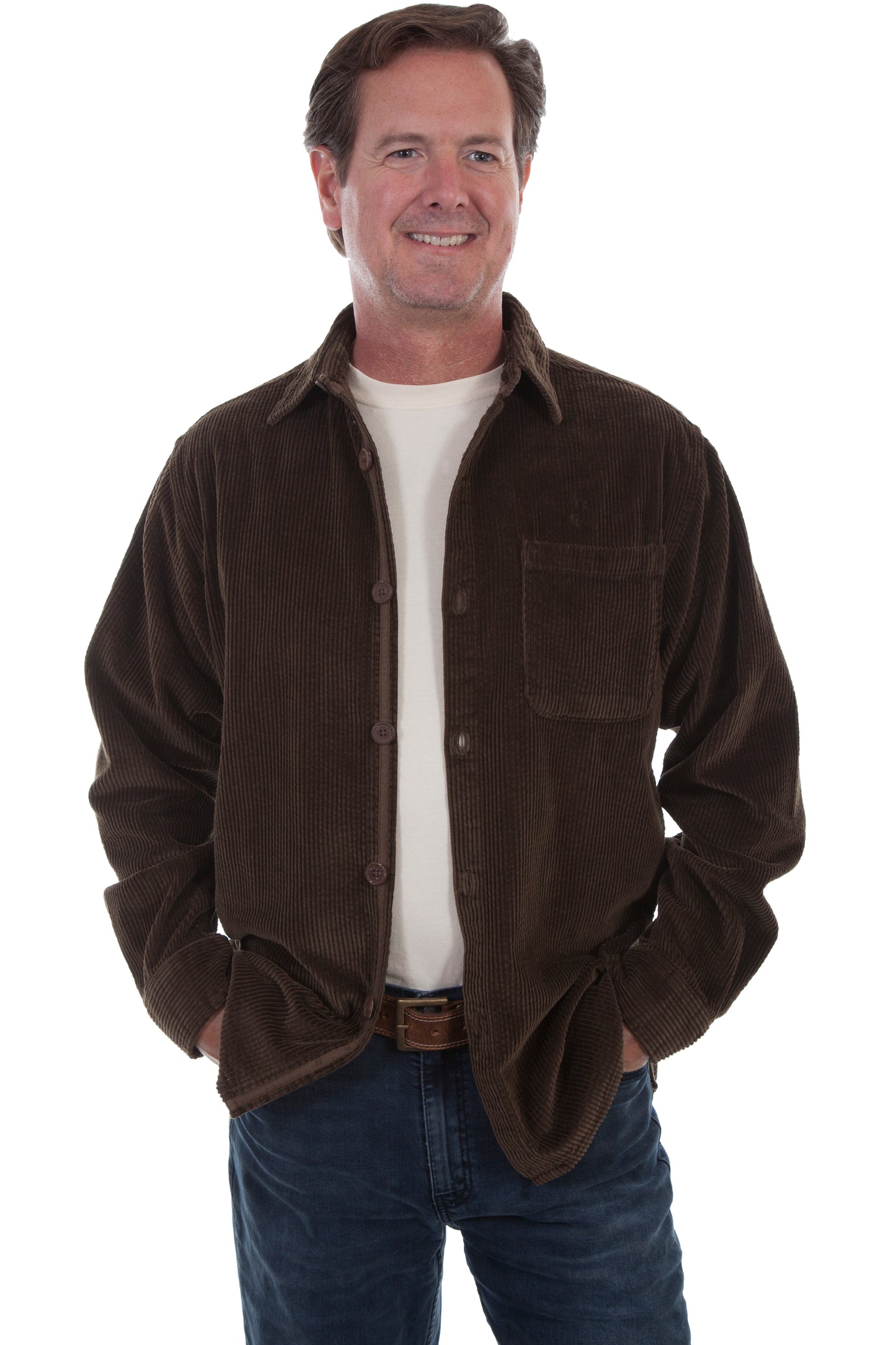Scully Western Men's Wide Wale Cord Shirt Jacket in in Oregano