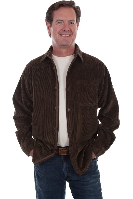Scully Western Men's Wide Wale Cord Shirt Jacket in in Oregano