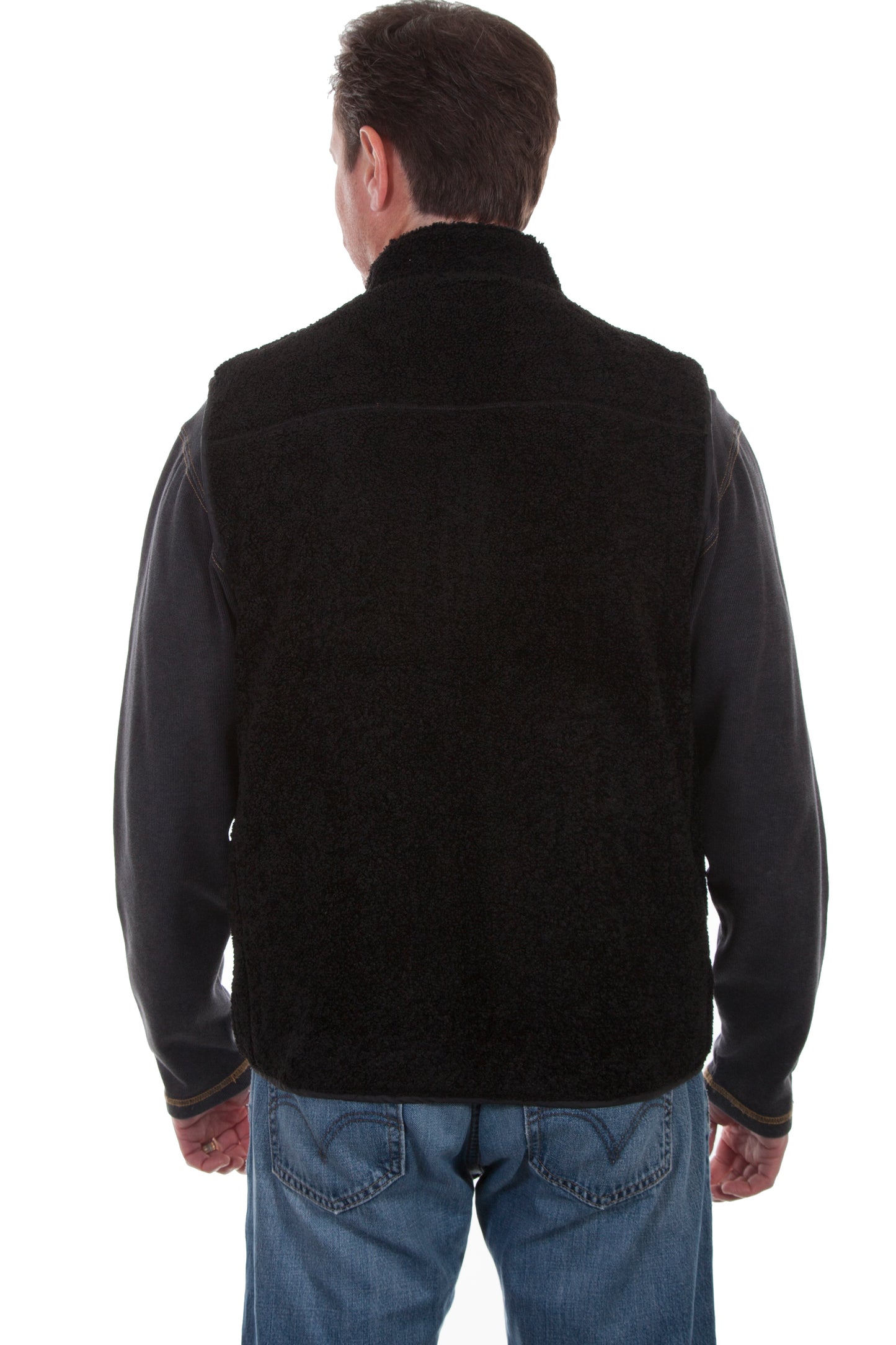 Scully Men's Reversible Sherpa To Plaid Vest in Black