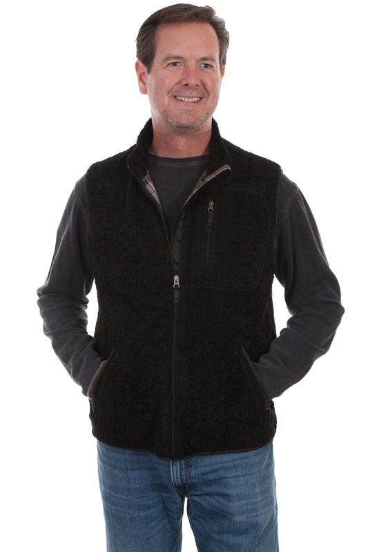 Scully Men's Reversible Sherpa To Plaid Vest in Black
