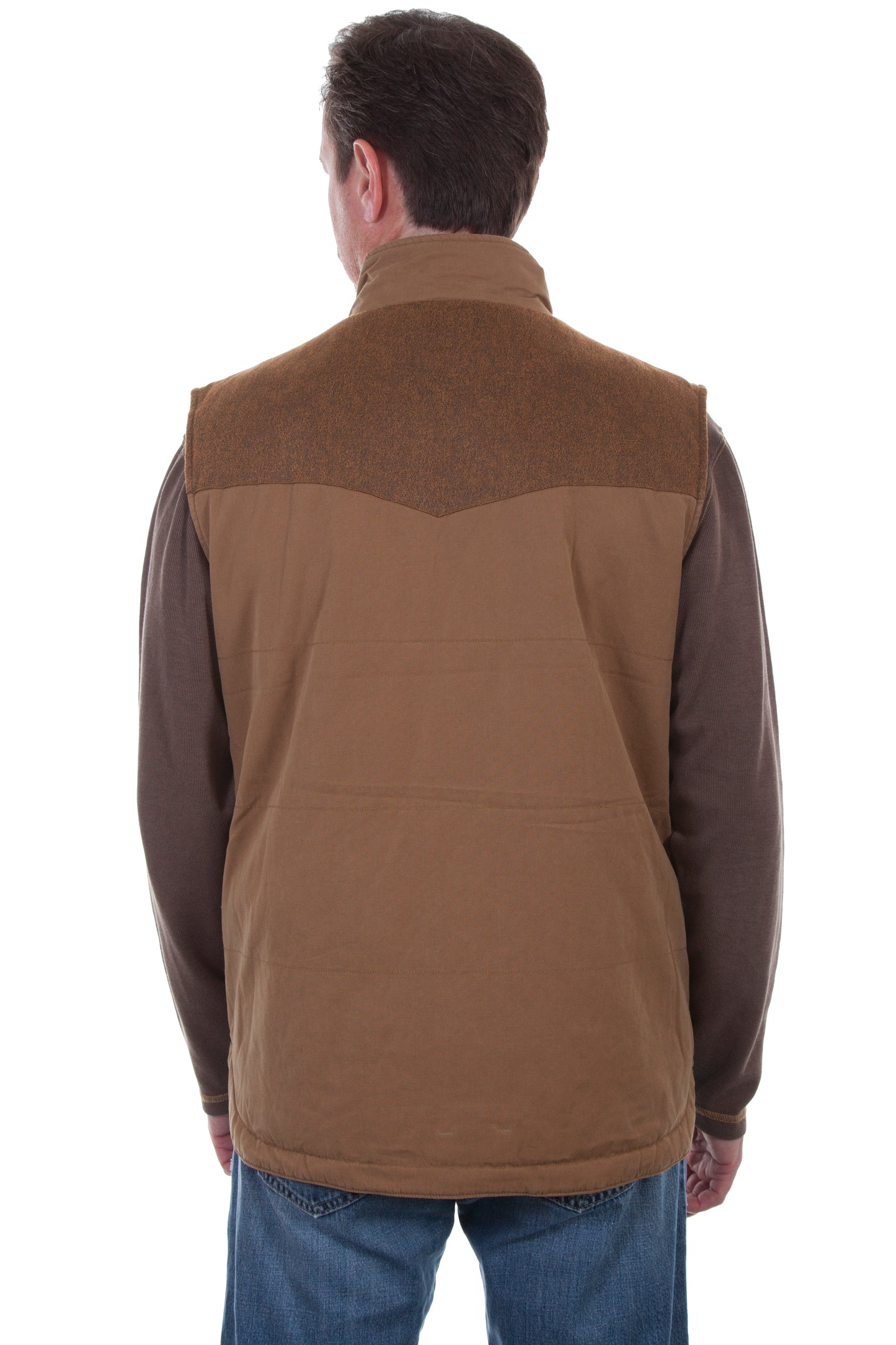 Scully Men's Canvas Vest with quilted Plaid Lining in Tan